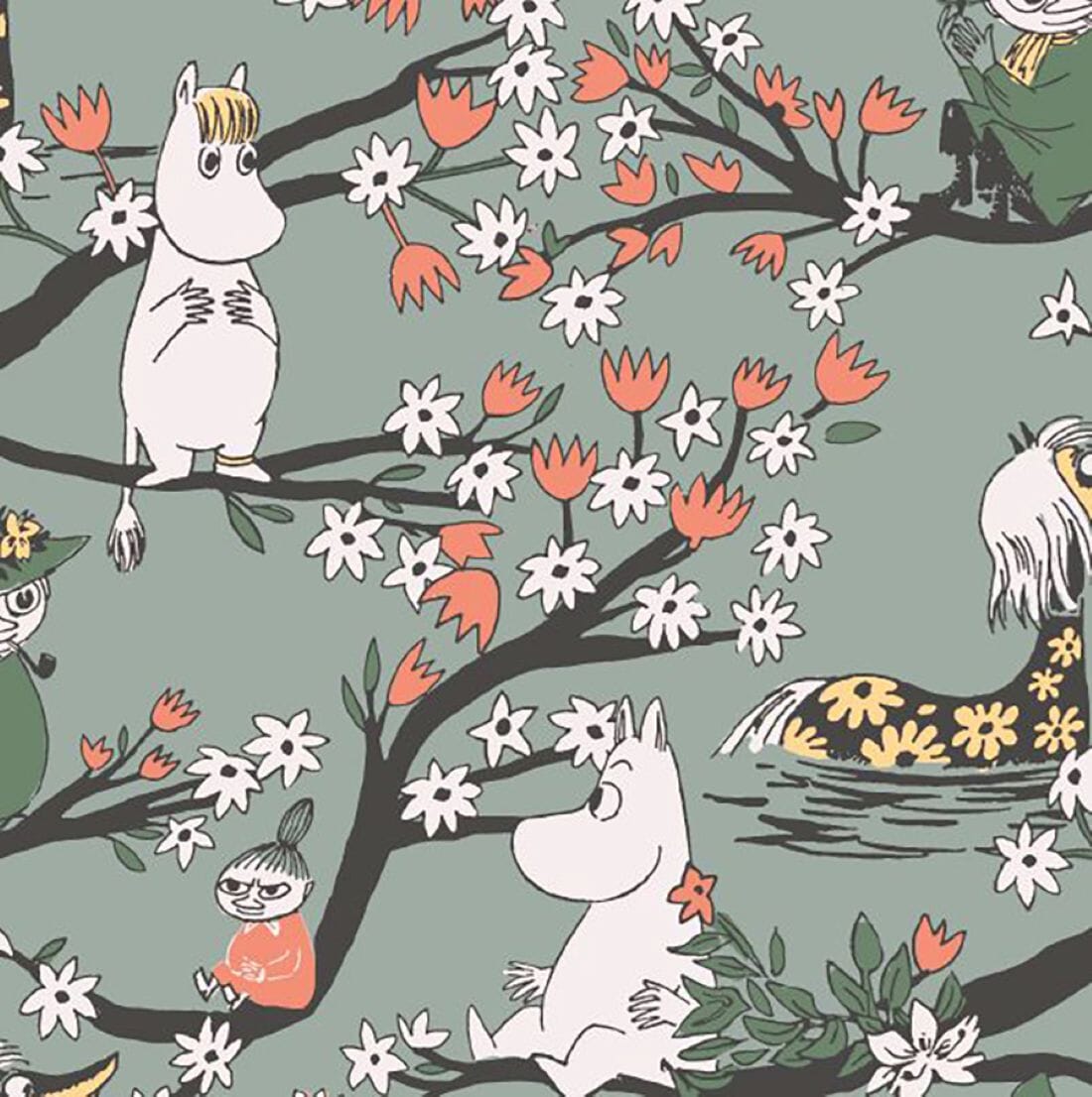 HAVI Moomin Servietten - Blüten grün 33cm, 20stk Servietten Havi