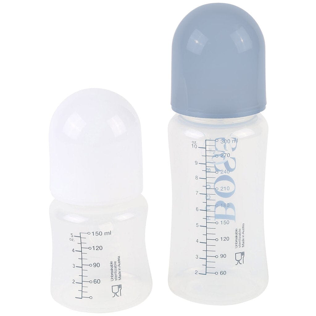 Hugo Boss Designer Baby Flaschen im 2 er Set mit Logo in hellblau und weiß tolles Geschenk Trinkflaschen Boss