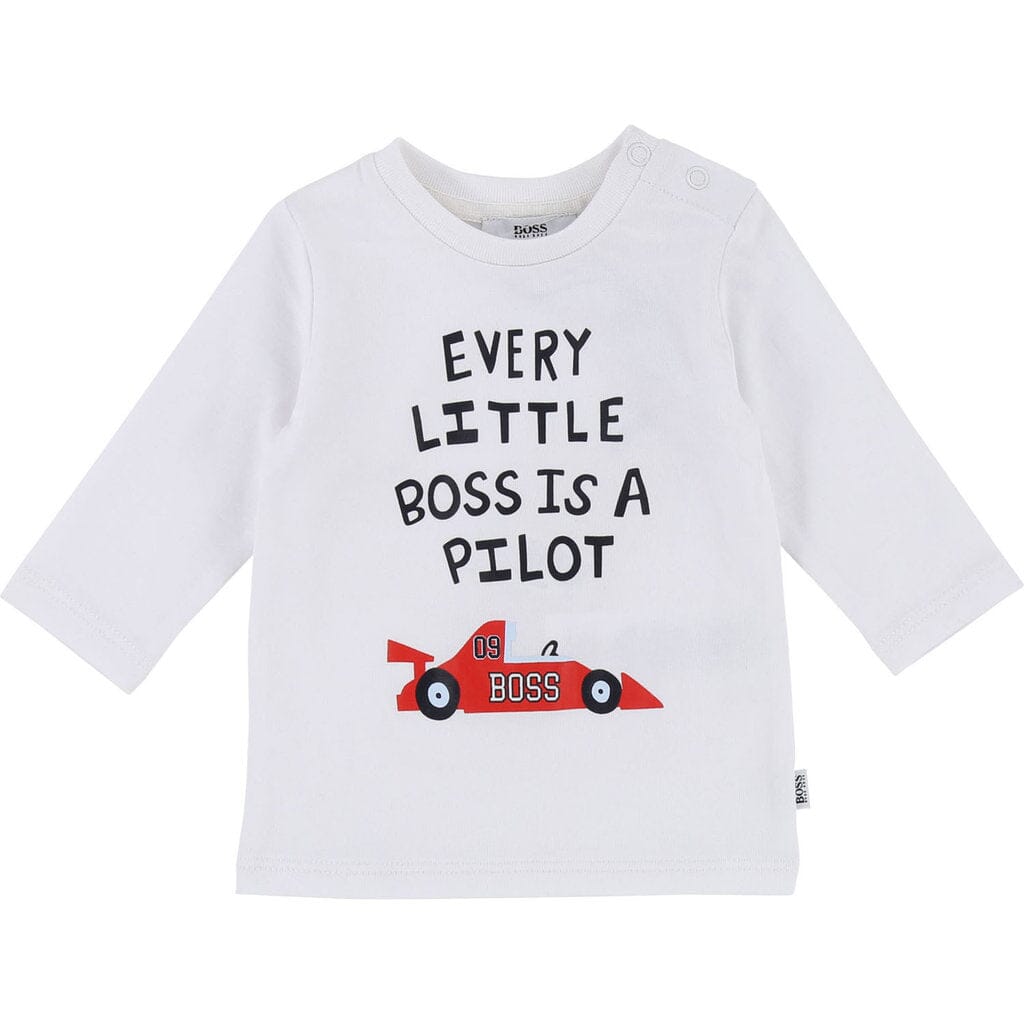 HUGO BOSS Baby Langarmshirt Rennauto hellblau Langarmshirt Boss