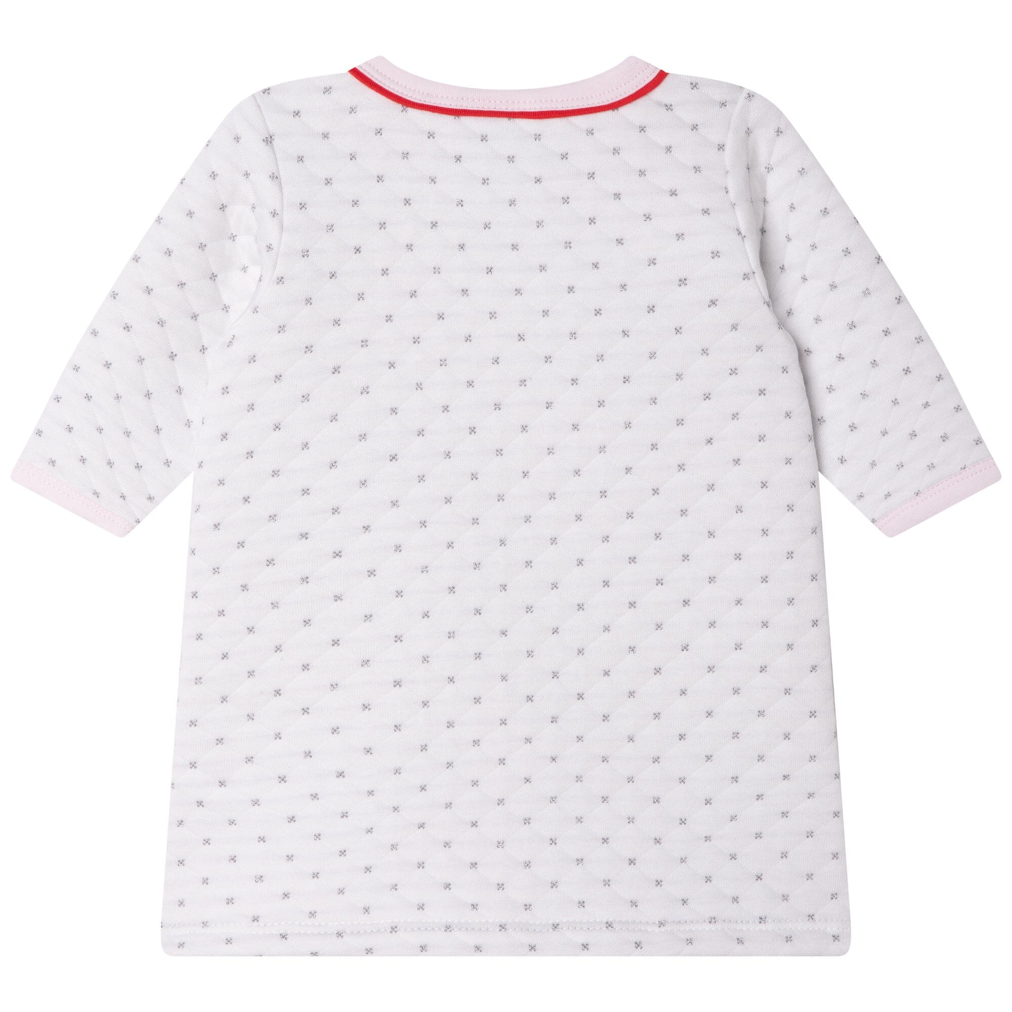 HUGO BOSS Baby Langarm Kleid weiß gesteppt mit Glitzer Logo Stickerei an der Brust Kleid Boss