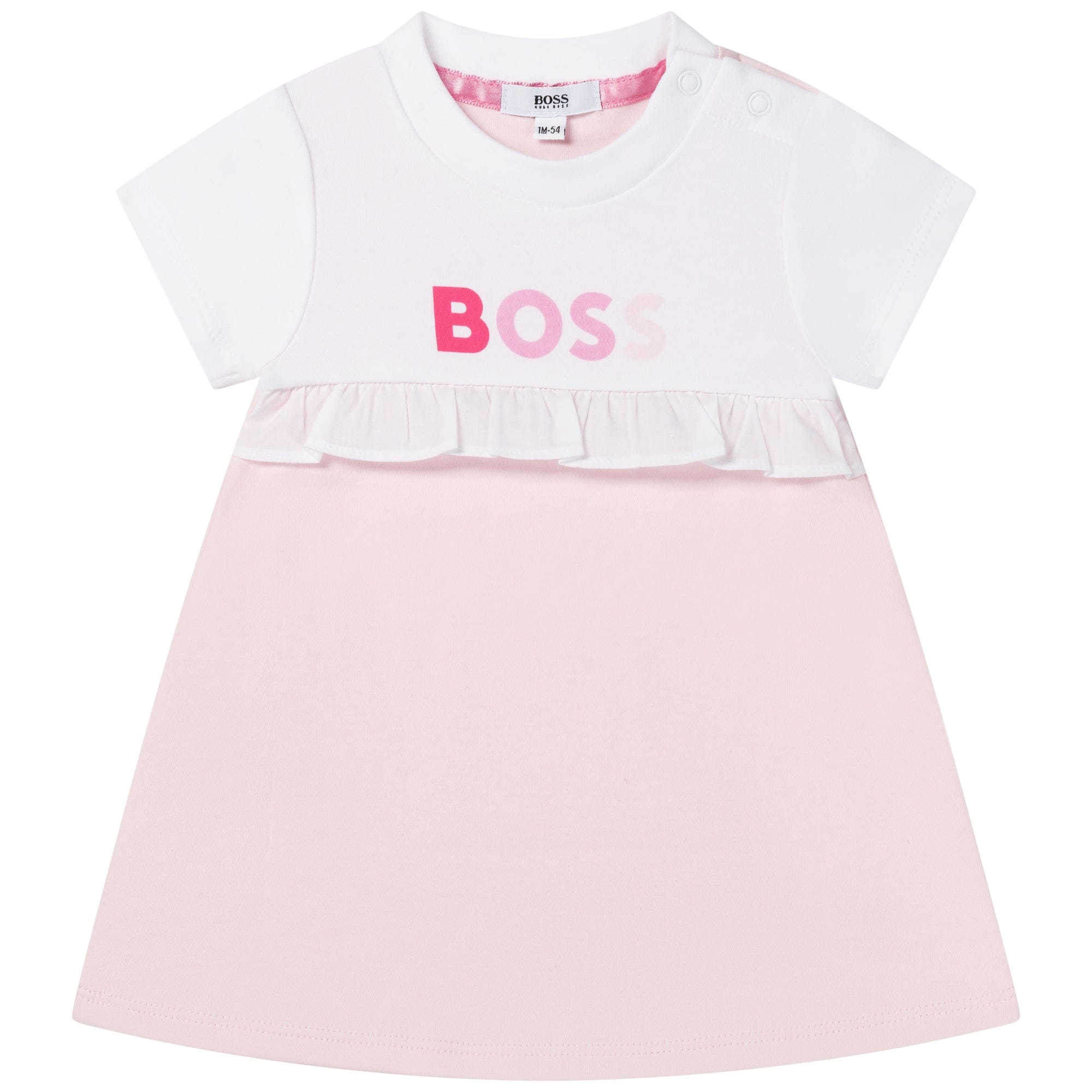 BOSS rosa Baby Set 3 teilig Kleid + Leggings + Haarband Baby Kombination Boss