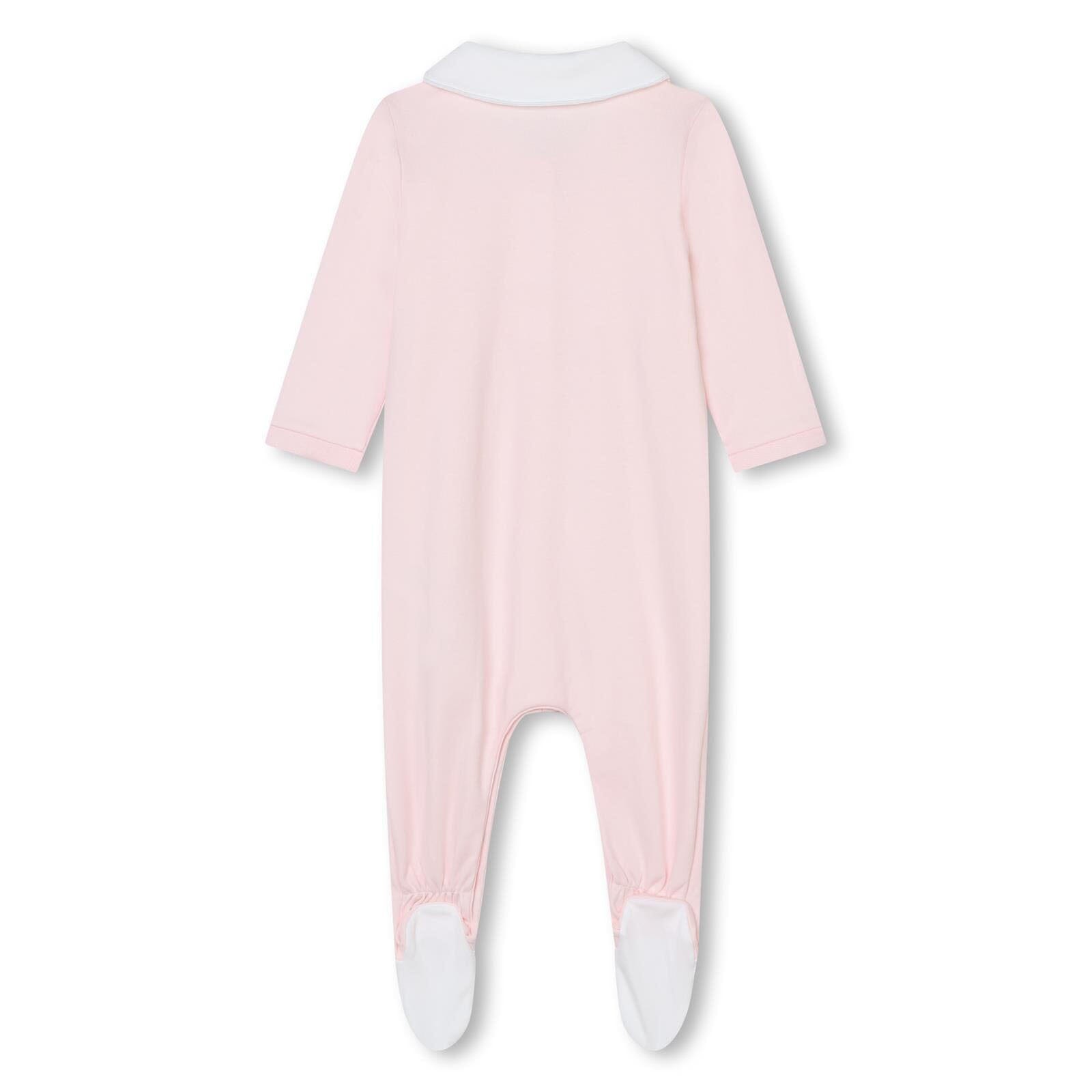 BOSS Baby Strampler Schlafanzug rosa mit weißem Kragen - Strampler Boss