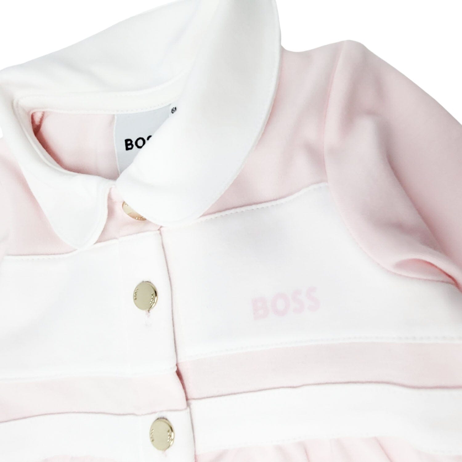 BOSS Baby Strampler Schlafanzug rosa mit weißem Kragen - Strampler Boss