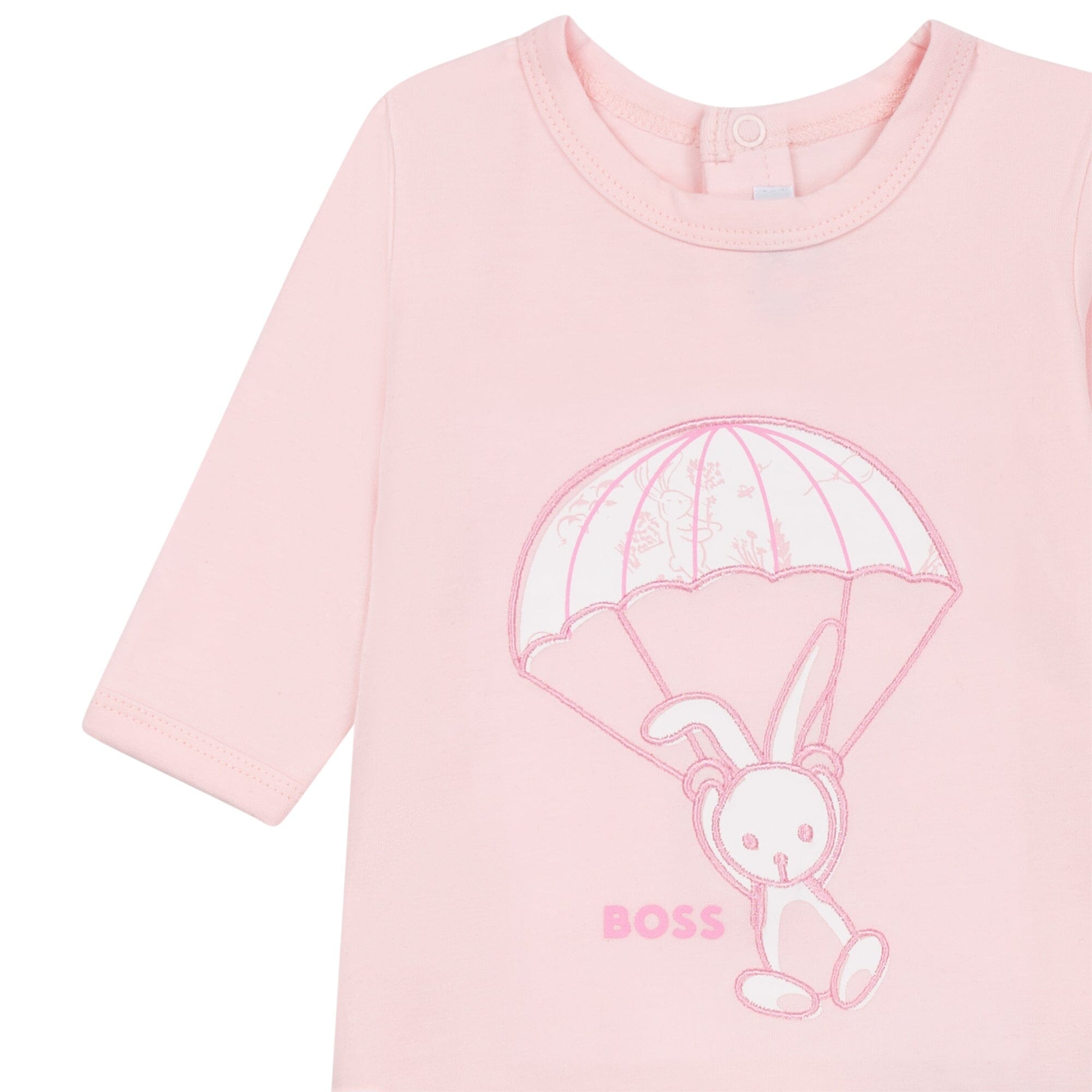 BOSS Baby Strampler rosa mit Hasenapplikation und Logo Strampler Boss