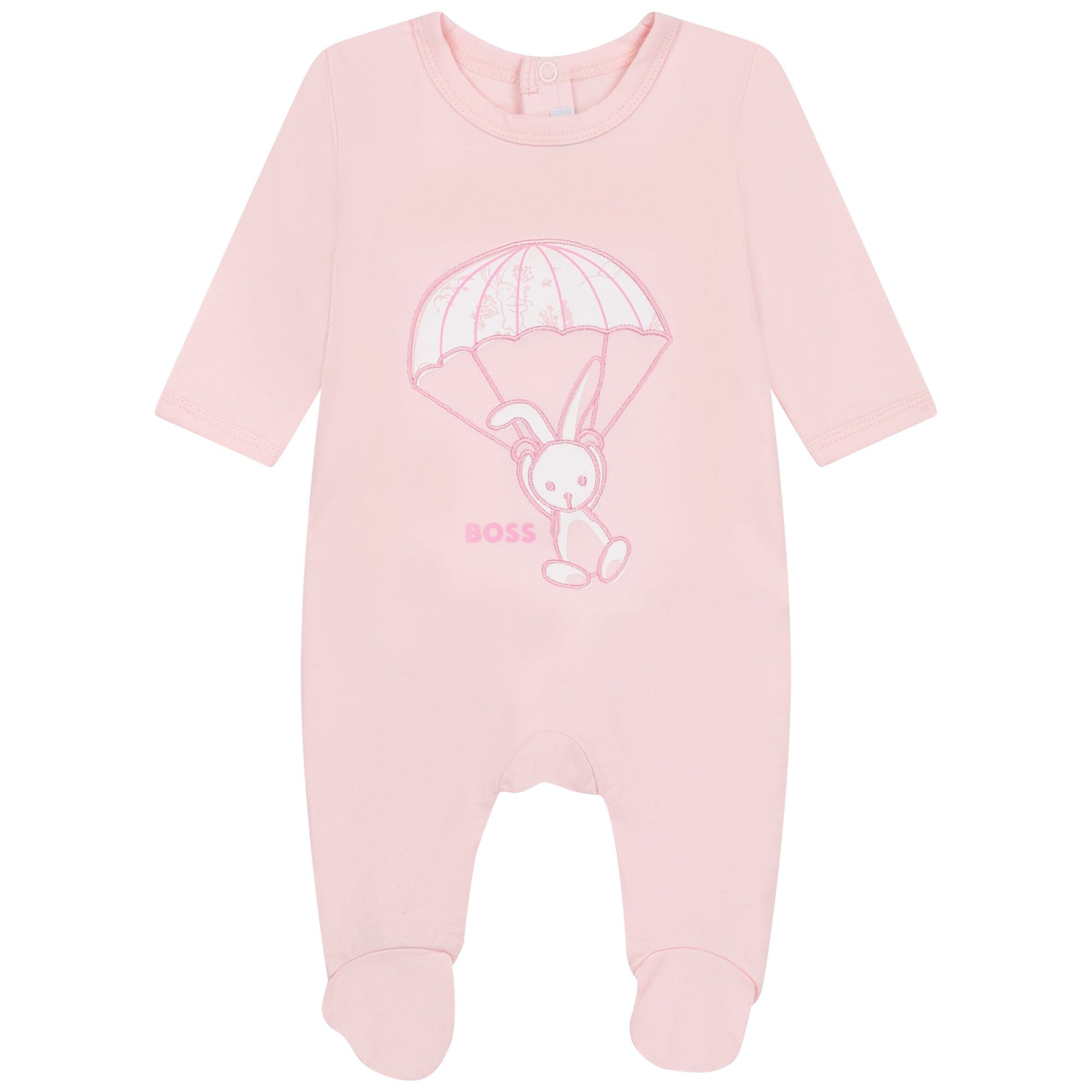 BOSS Baby Strampler rosa mit Hasenapplikation und Logo Strampler Boss
