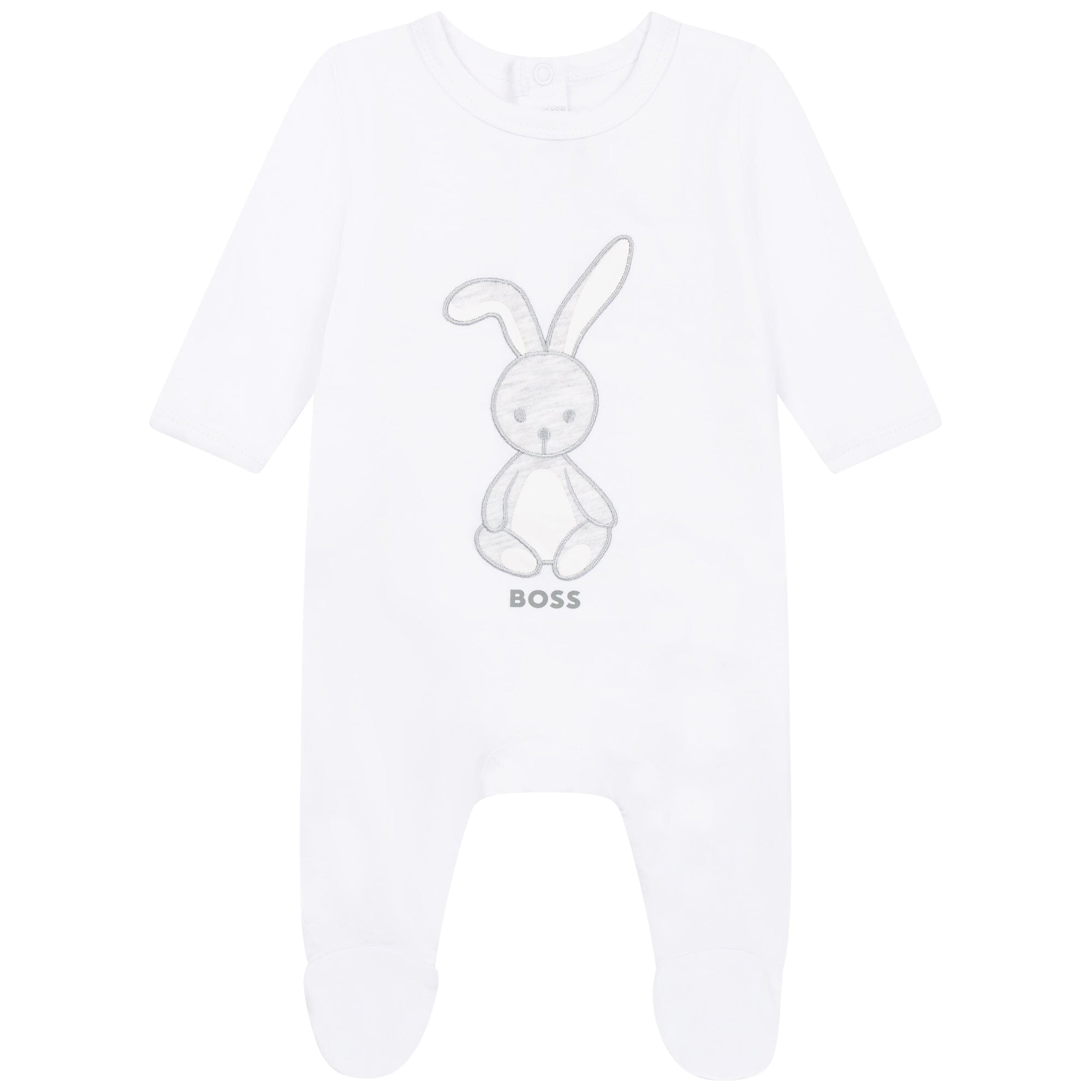 BOSS Baby Strampler weiß mit Hasenapplikation und Logo Strampler Boss
