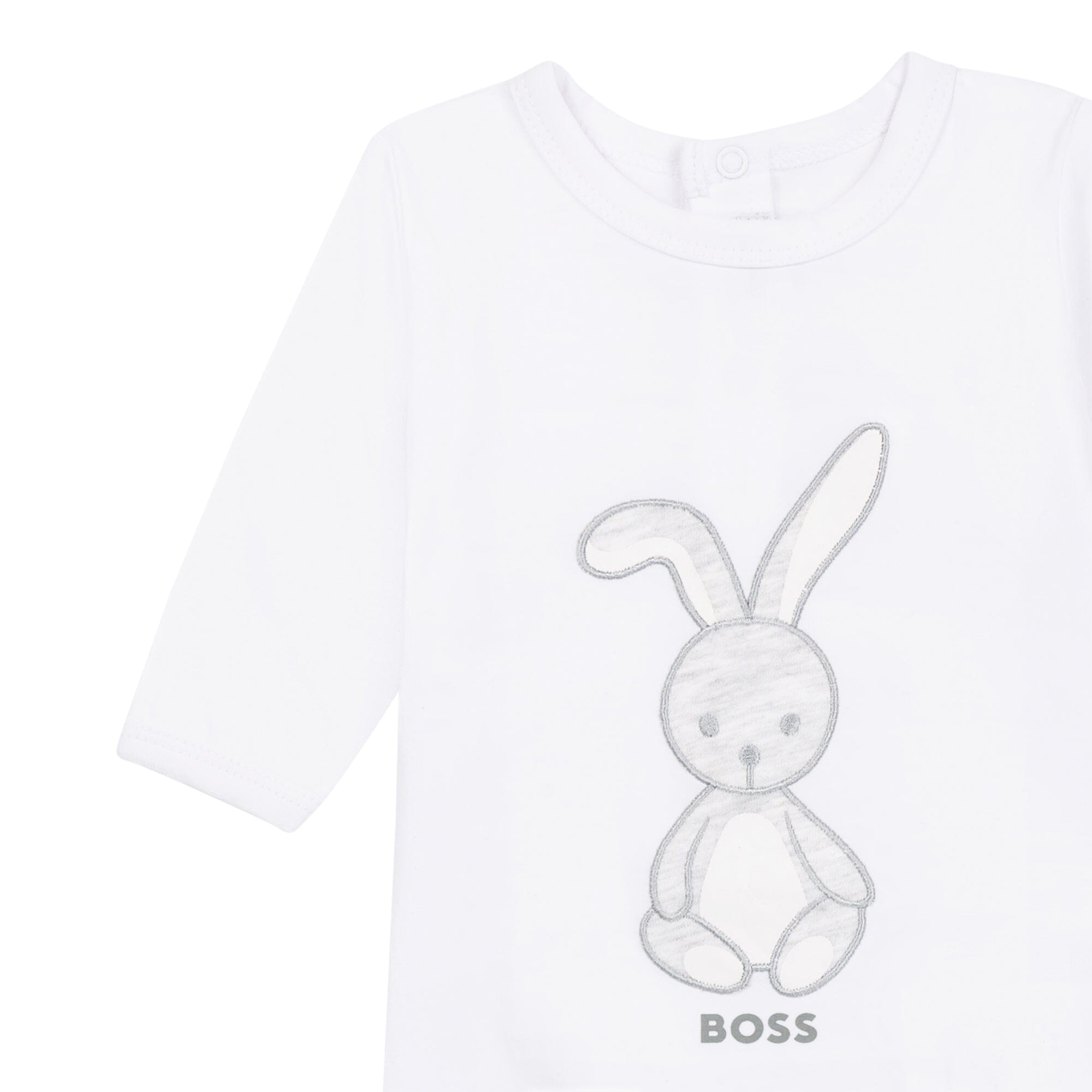 BOSS Baby Strampler weiß mit Hasenapplikation und Logo Strampler Boss
