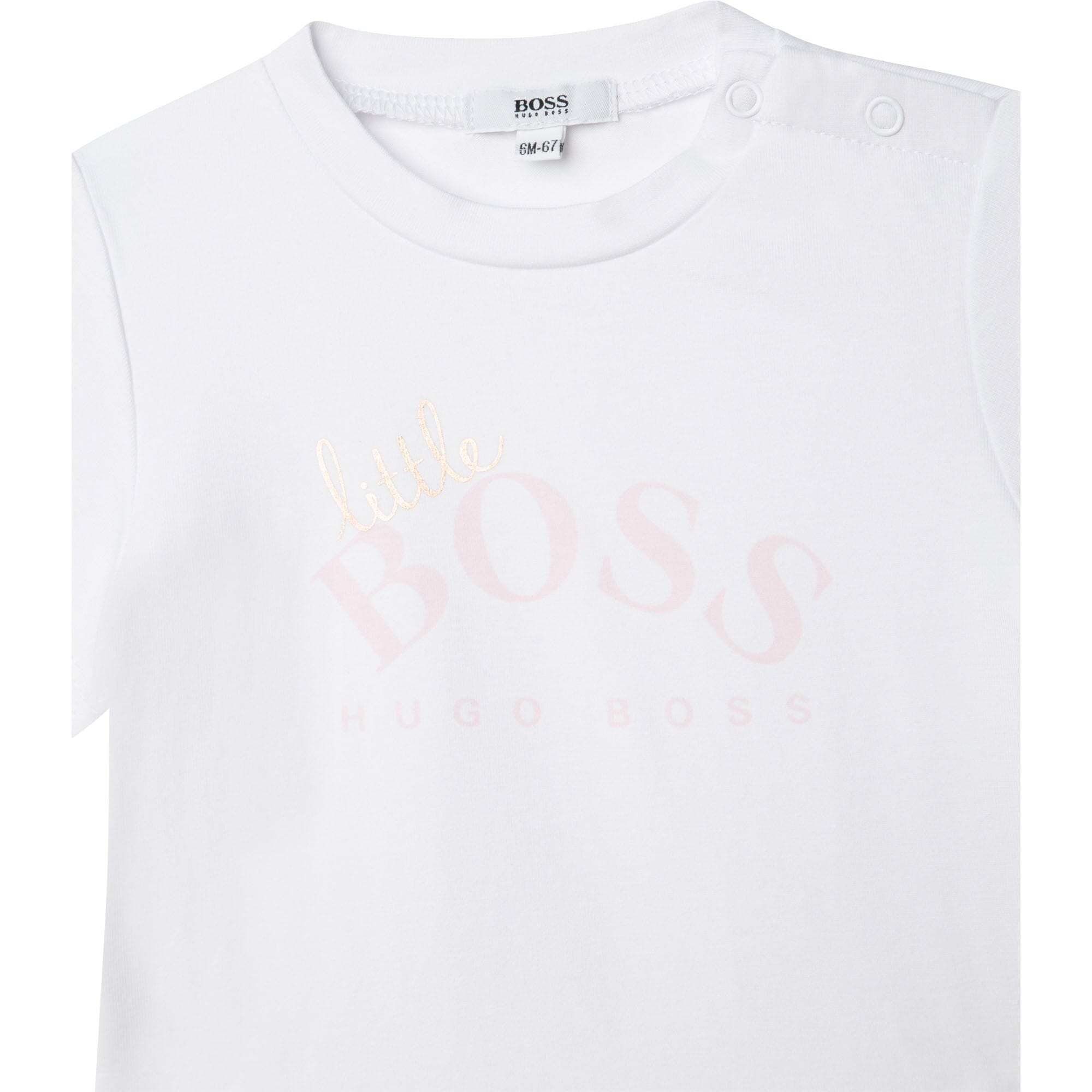 HUGO BOSS Baby T-Shirt Logo Little Boss weiß rosegold T-Shirt Boss