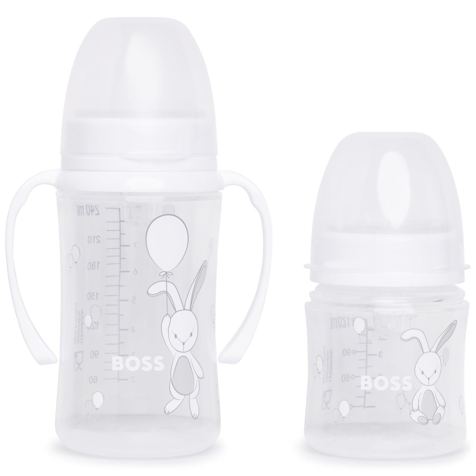 Hugo Boss Designer Baby Flaschen im 2 er Set mit Logo in weiß tolles Geschenk Babyflaschen Boss