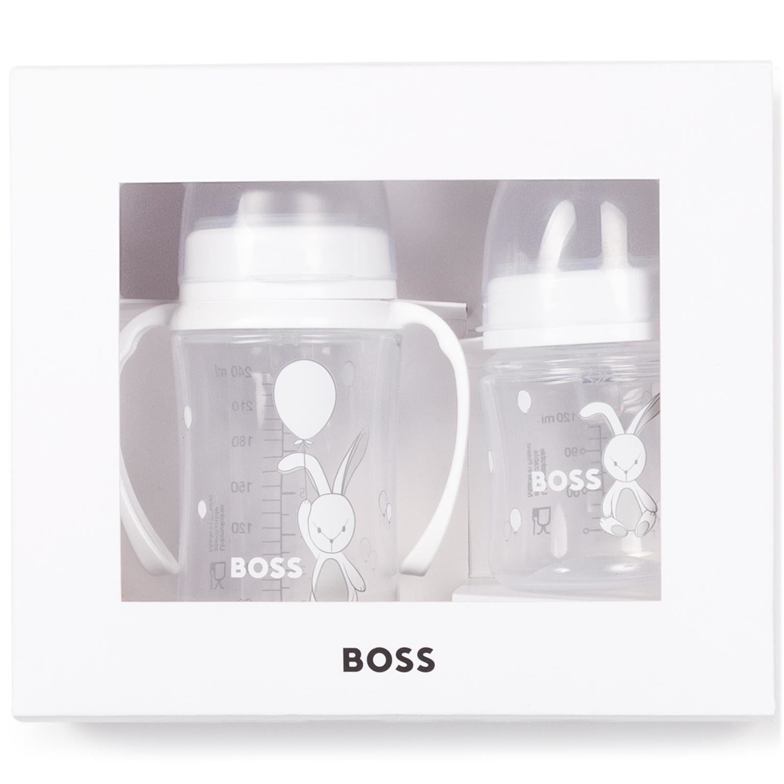 Hugo Boss Designer Baby Flaschen im 2 er Set mit Logo in weiß tolles Geschenk Babyflaschen Boss