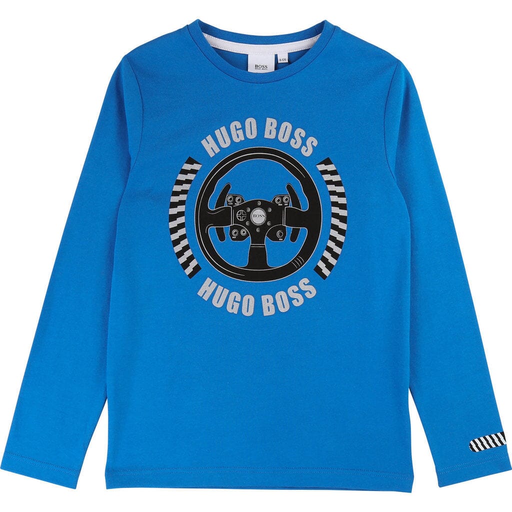 HUGO BOSS Kinder Longsleeve Lenkrad blau Langarmshirt Boss