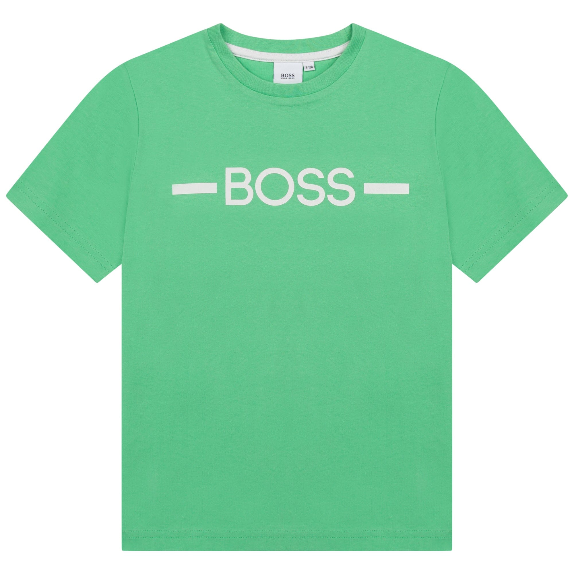 HUGO BOSS Kinder T-Shirt grün mit Logo - Flock T-Shirt Boss