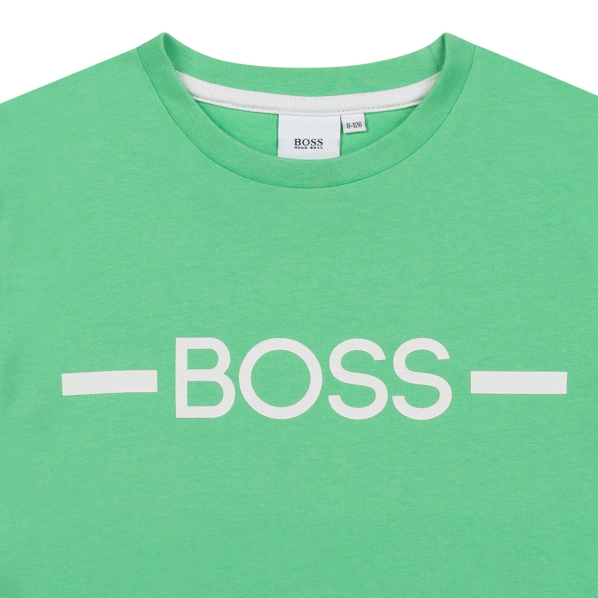 HUGO BOSS Kinder T-Shirt grün mit Logo - Flock T-Shirt Boss