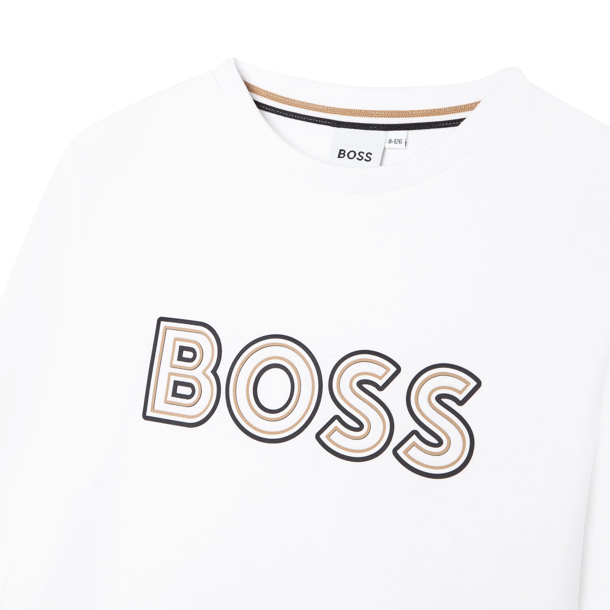 HUGO BOSS Kids Longsleeve Langarmshirt weiß mit Logo Langarmshirt Boss