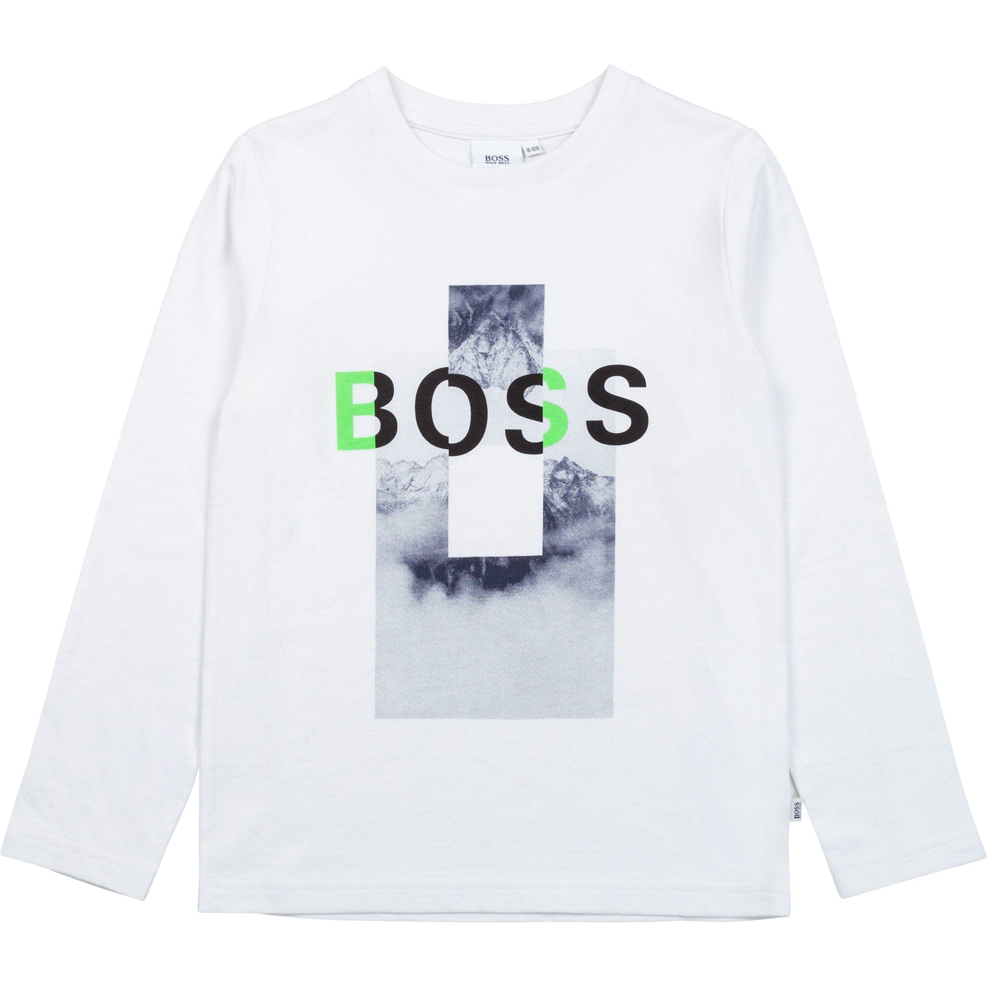 HUGO BOSS Langarmshirt / Longsleeve weiß Logo Langarmshirt Boss