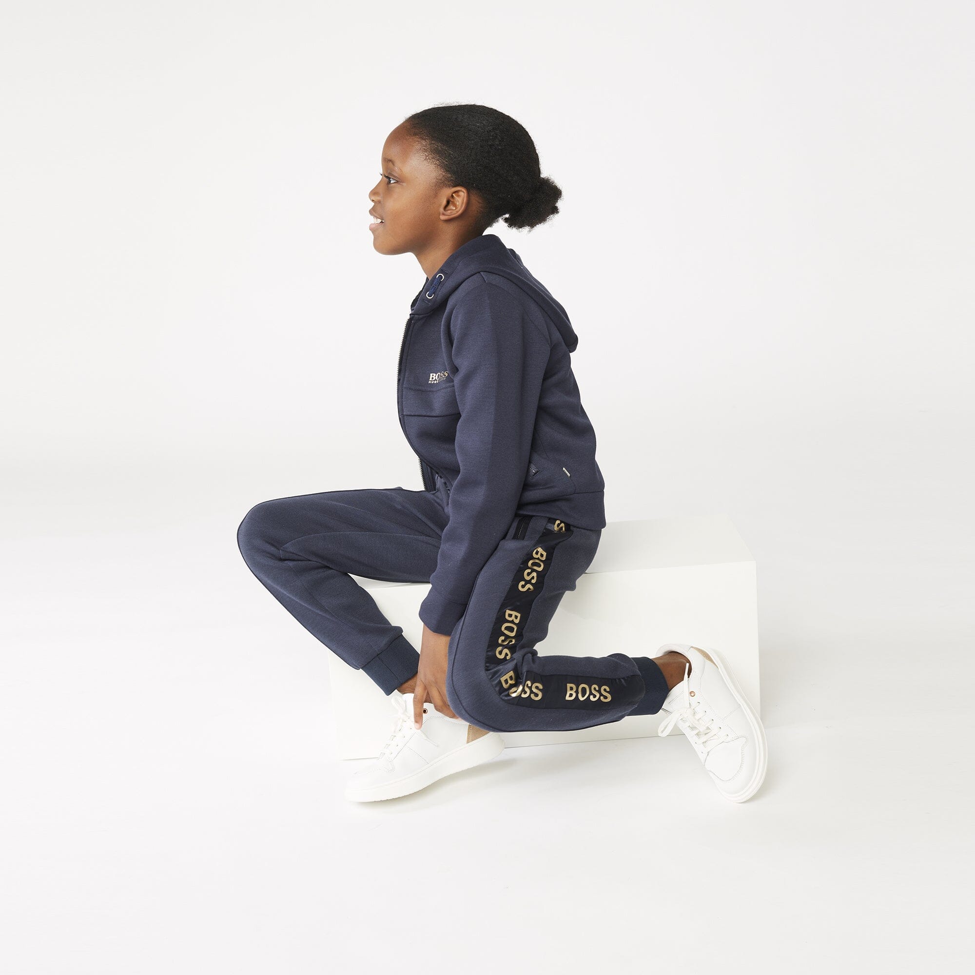 HUGO BOSS Mädchen Trainingsjacke Hoodie navy gold Hoodie Boss