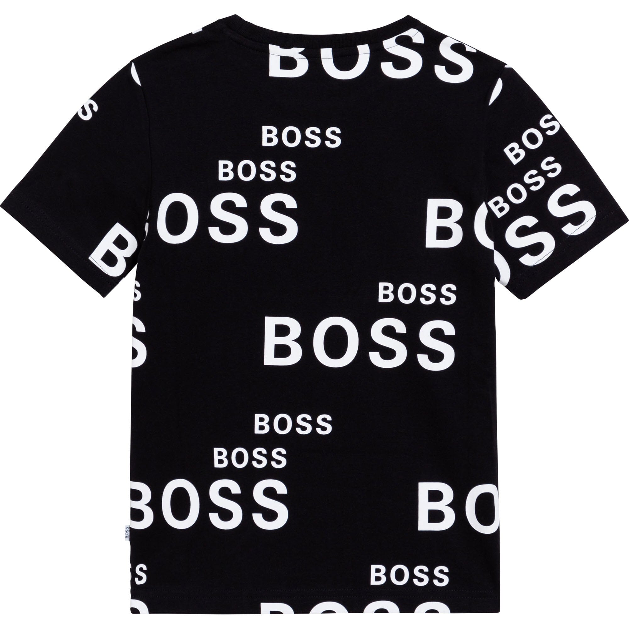 HUGO BOSS Kinder T-Shirt schwarz allover Logoprint T-Shirt Boss