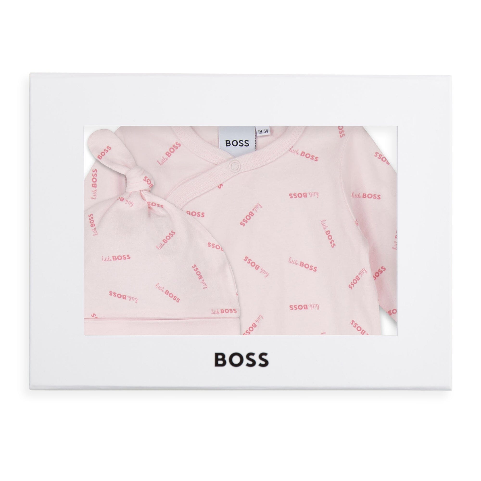 BOSS Baby Kombination Strampler mit Mütze 2 teilig in rosa Baby Kombinationen Boss