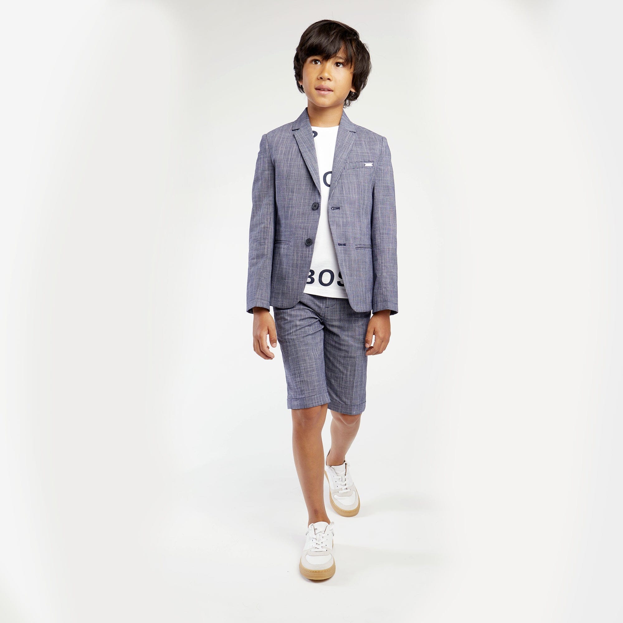 HUGO BOSS Kinder T-Shirt marine allover Logoprint T-Shirt Boss