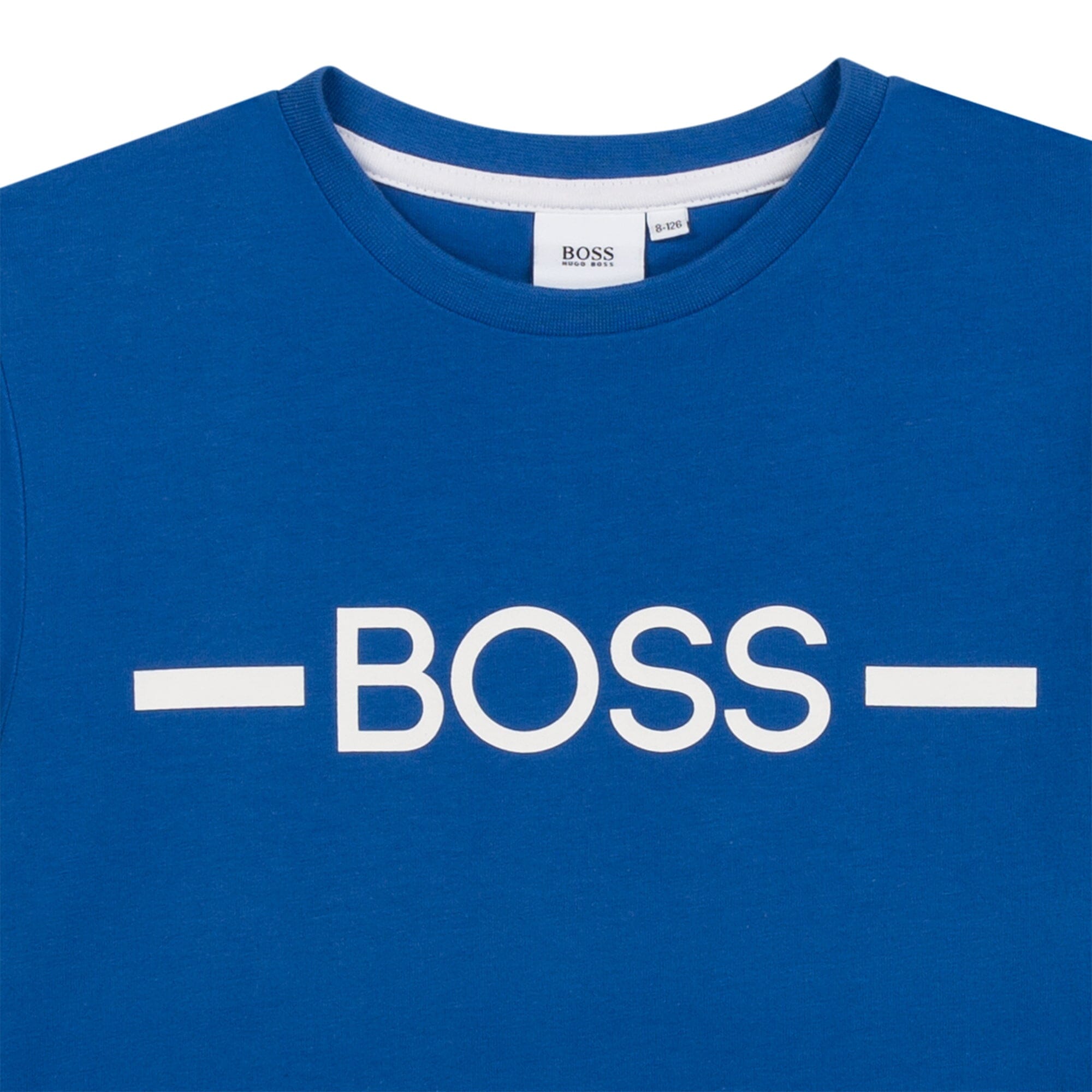 HUGO BOSS Kinder T-Shirt blau mit Logo - Flock T-Shirt Boss
