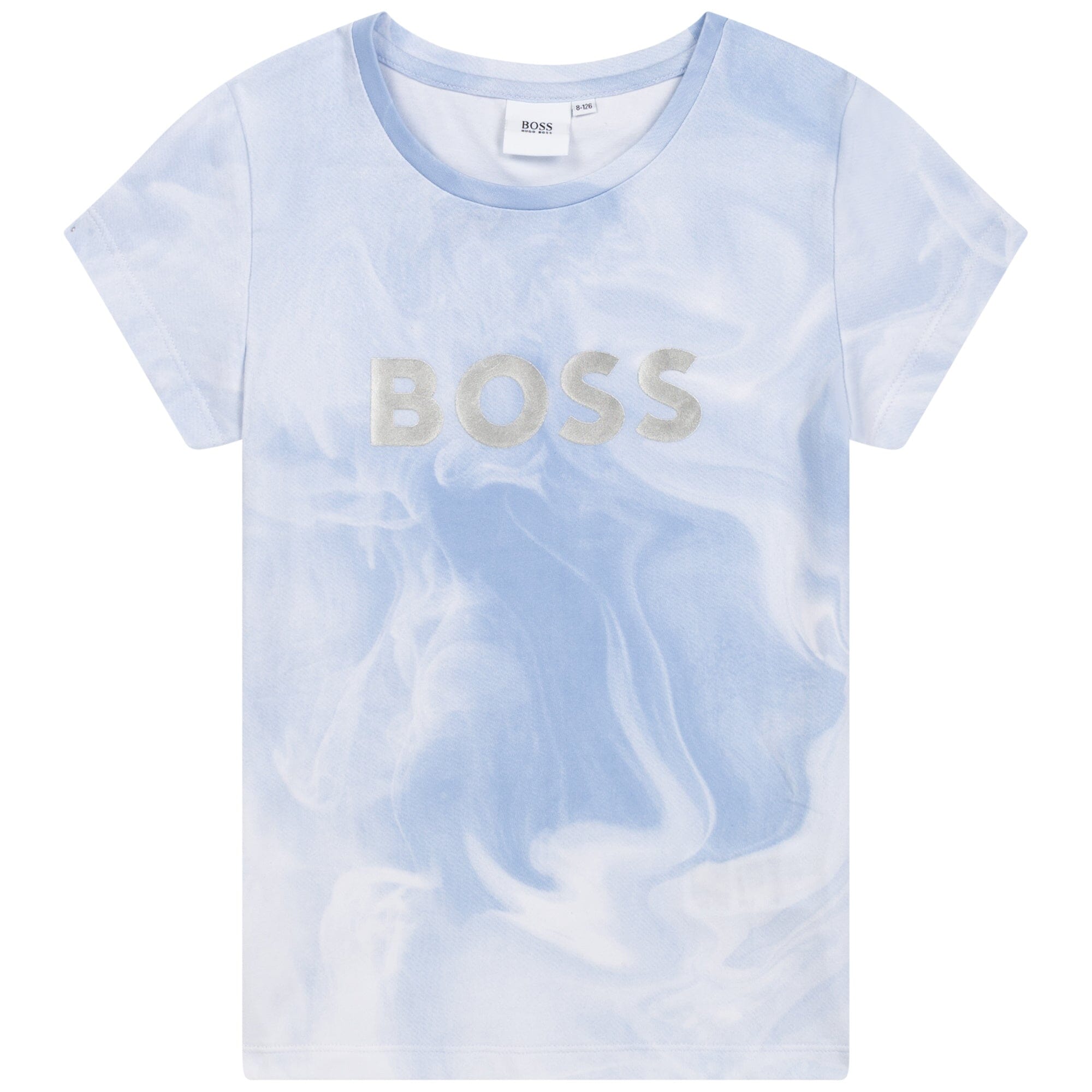 HUGO BOSS Mädchen T-Shirt hellblau mit Logo T-Shirt Boss