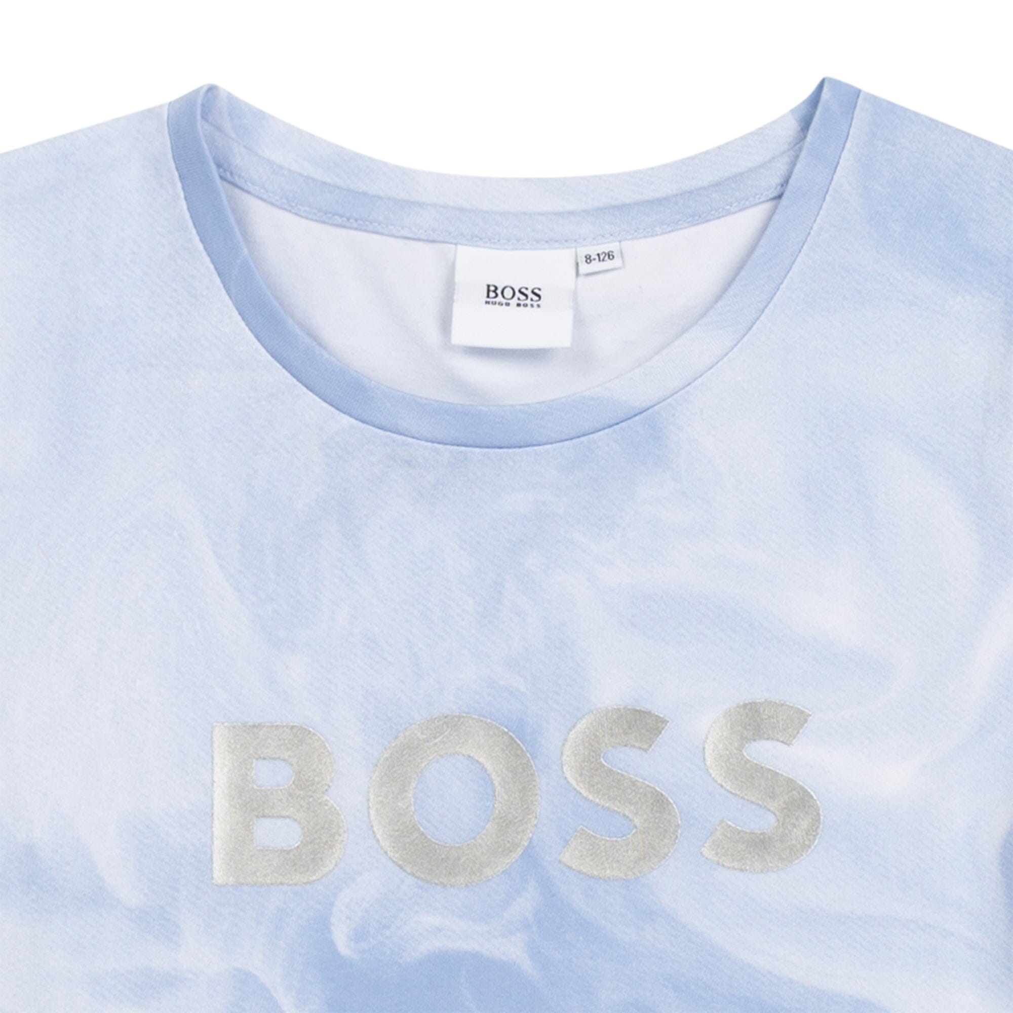 HUGO BOSS Mädchen T-Shirt hellblau mit Logo T-Shirt Boss