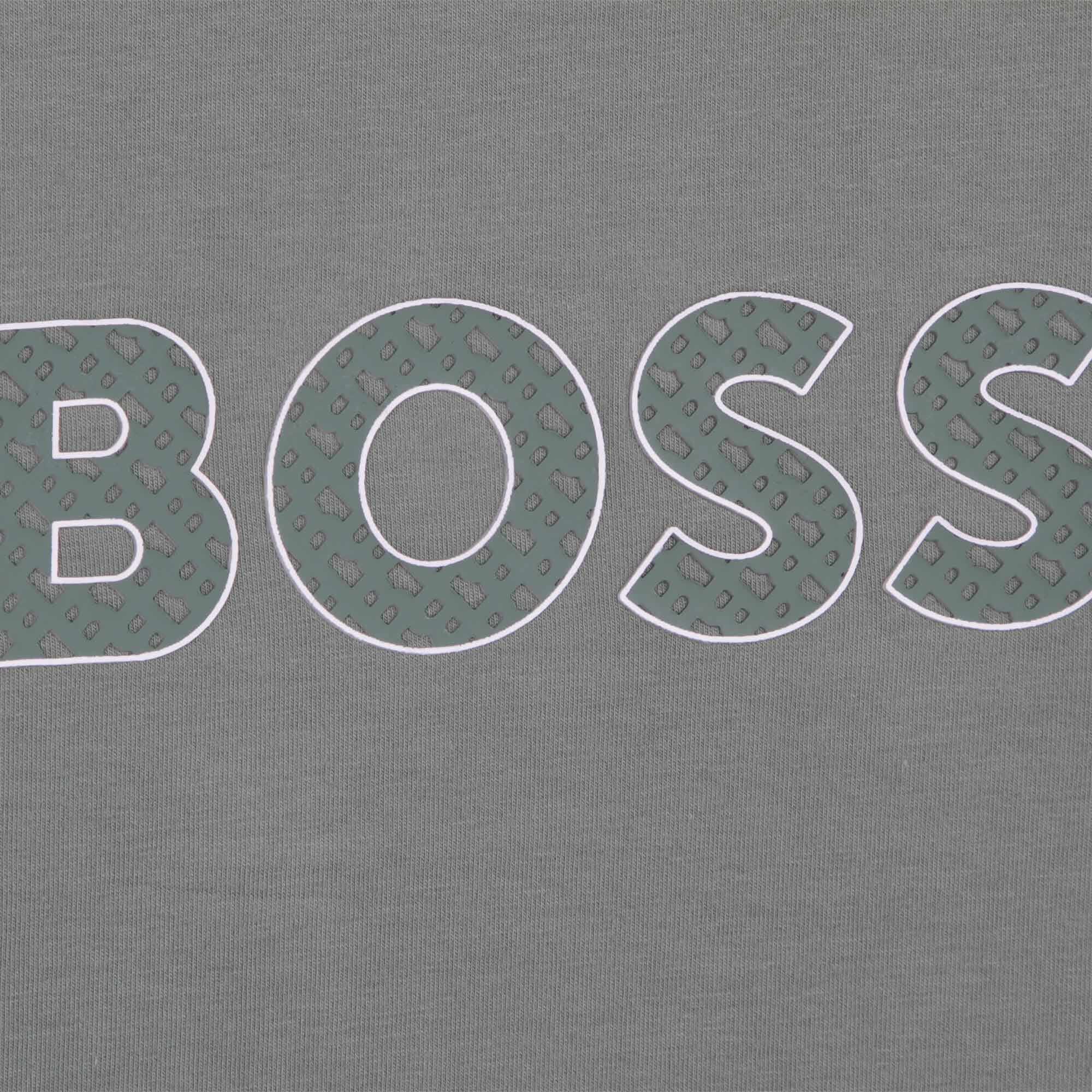 HUGO BOSS Mädchen T-Shirt khaki mit Relief Logo T-Shirt Boss