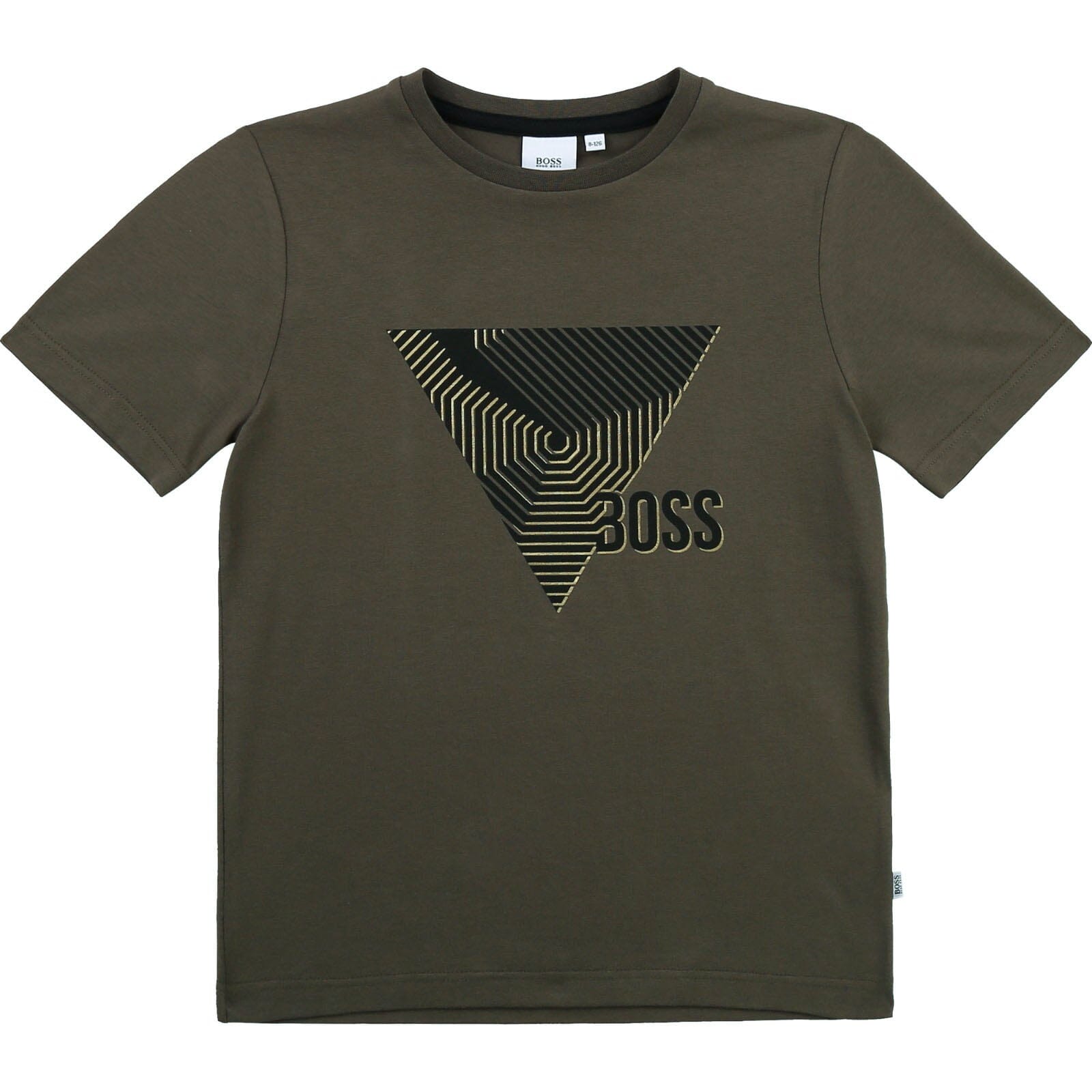 HUGO BOSS Kinder T-Shirt khaki schwarz gold Logoprint T-Shirt Boss