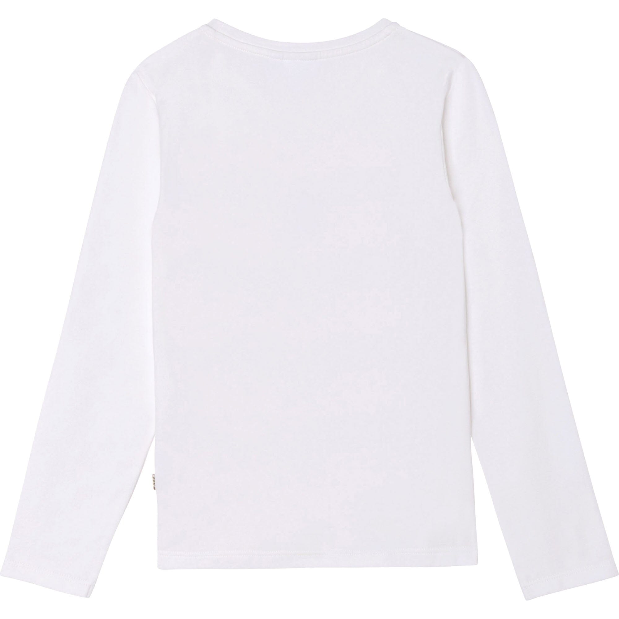 HUGO BOSS Mädchen Longsleeve weiß gold mit großem Logo Langarmshirt Boss