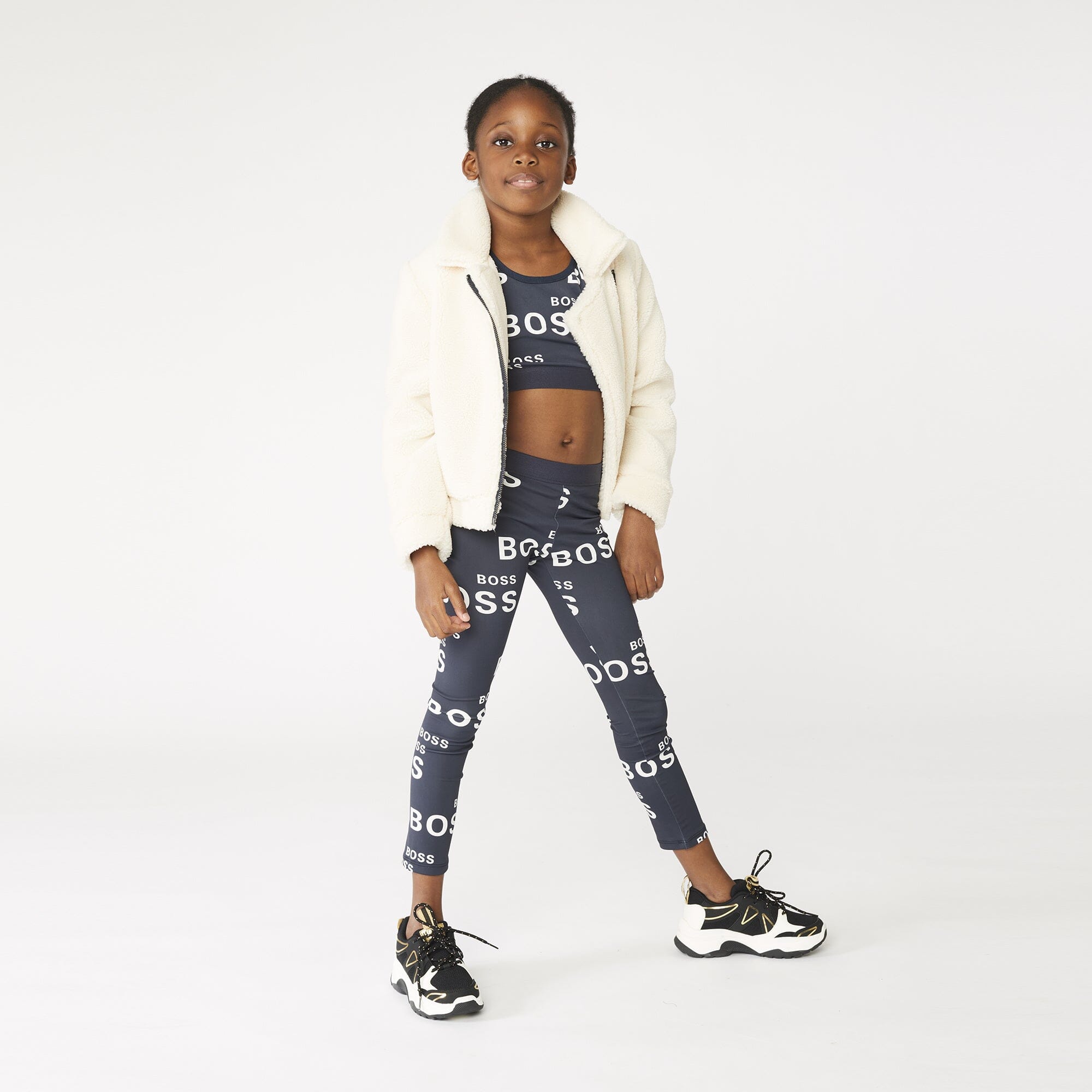 HUGO BOSS Kinder Leggings navy allover Logo Print Leggings Boss