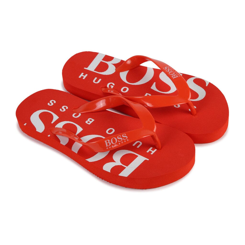 BOSS Zehentrenner Sandalen rot mit Logo Sandalen Boss