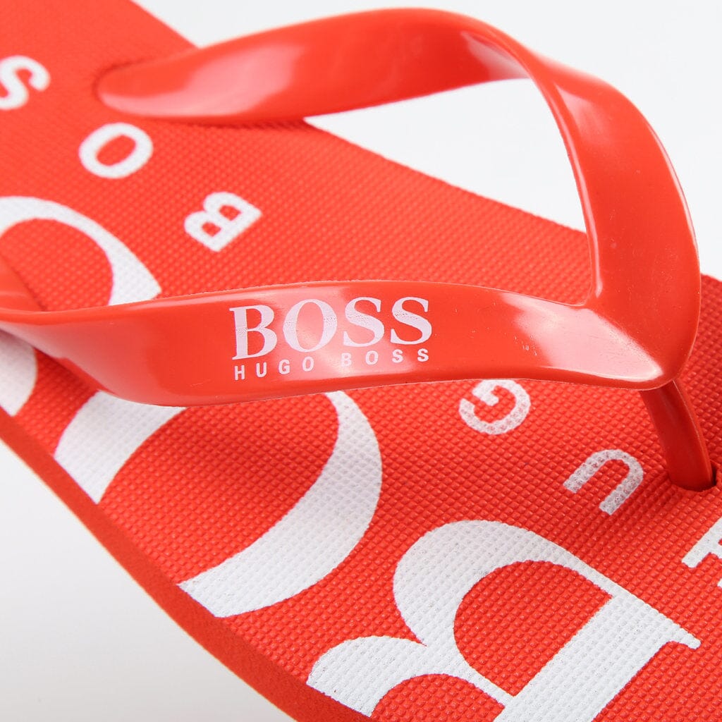 BOSS Zehentrenner Sandalen rot mit Logo Sandalen Boss