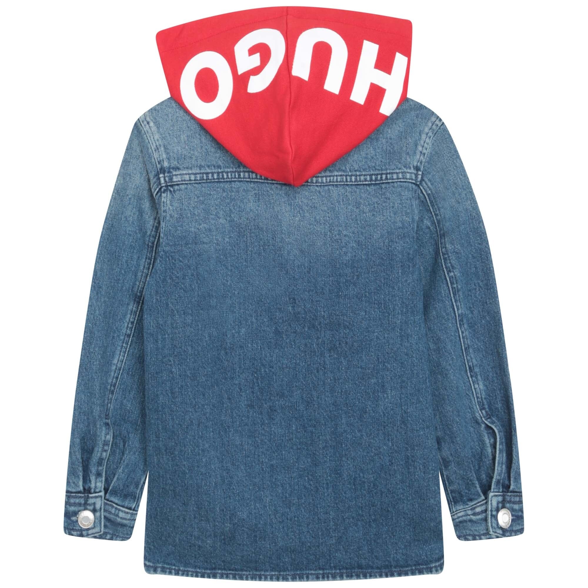 HUGO coole Jeansjacke mit roter Kapuze Jacke HUGO