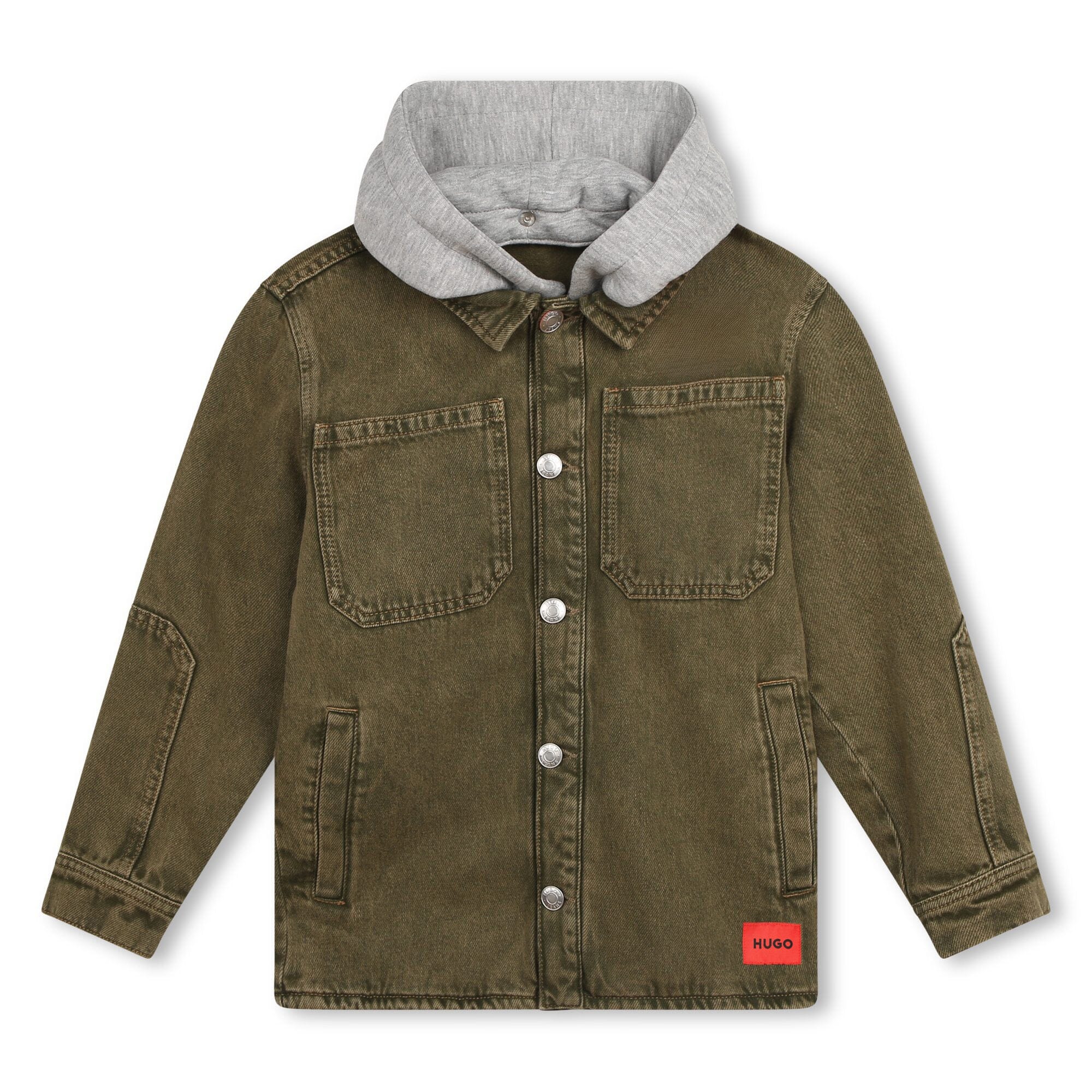 HUGO coole Hemdjacke mit grauer Kapuze Jacke HUGO