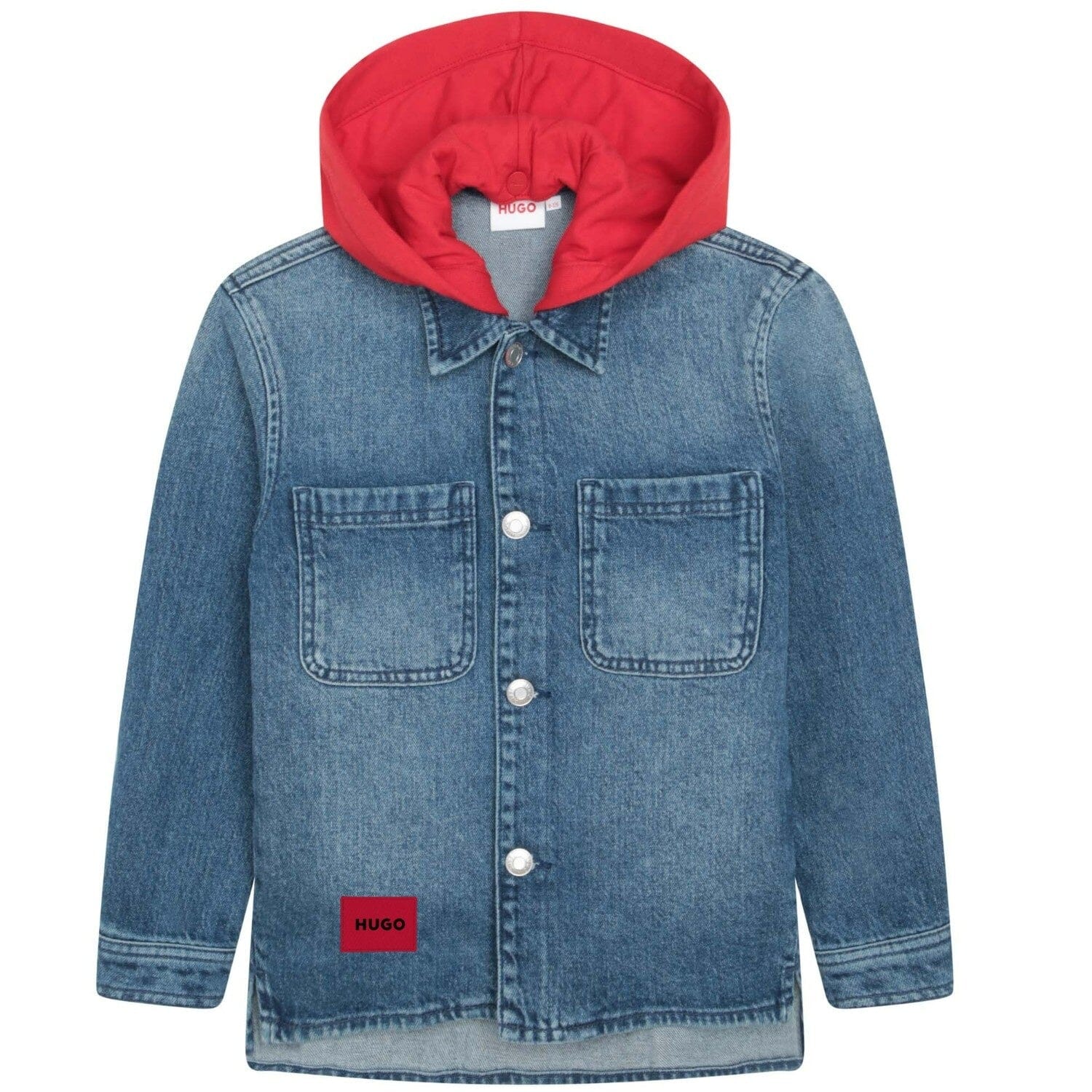 HUGO coole Jeansjacke mit roter Kapuze Jacke HUGO