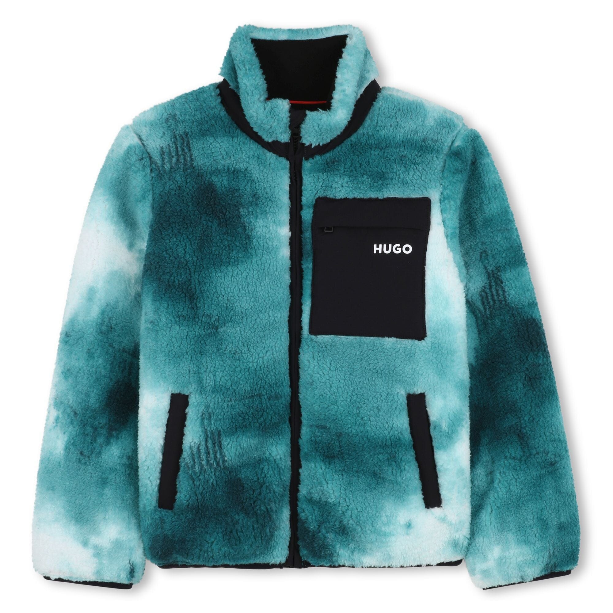 HUGO Kids Fleece-Cardigan Türkis Jacke HUGO 8 Jahre ( 122-128 )