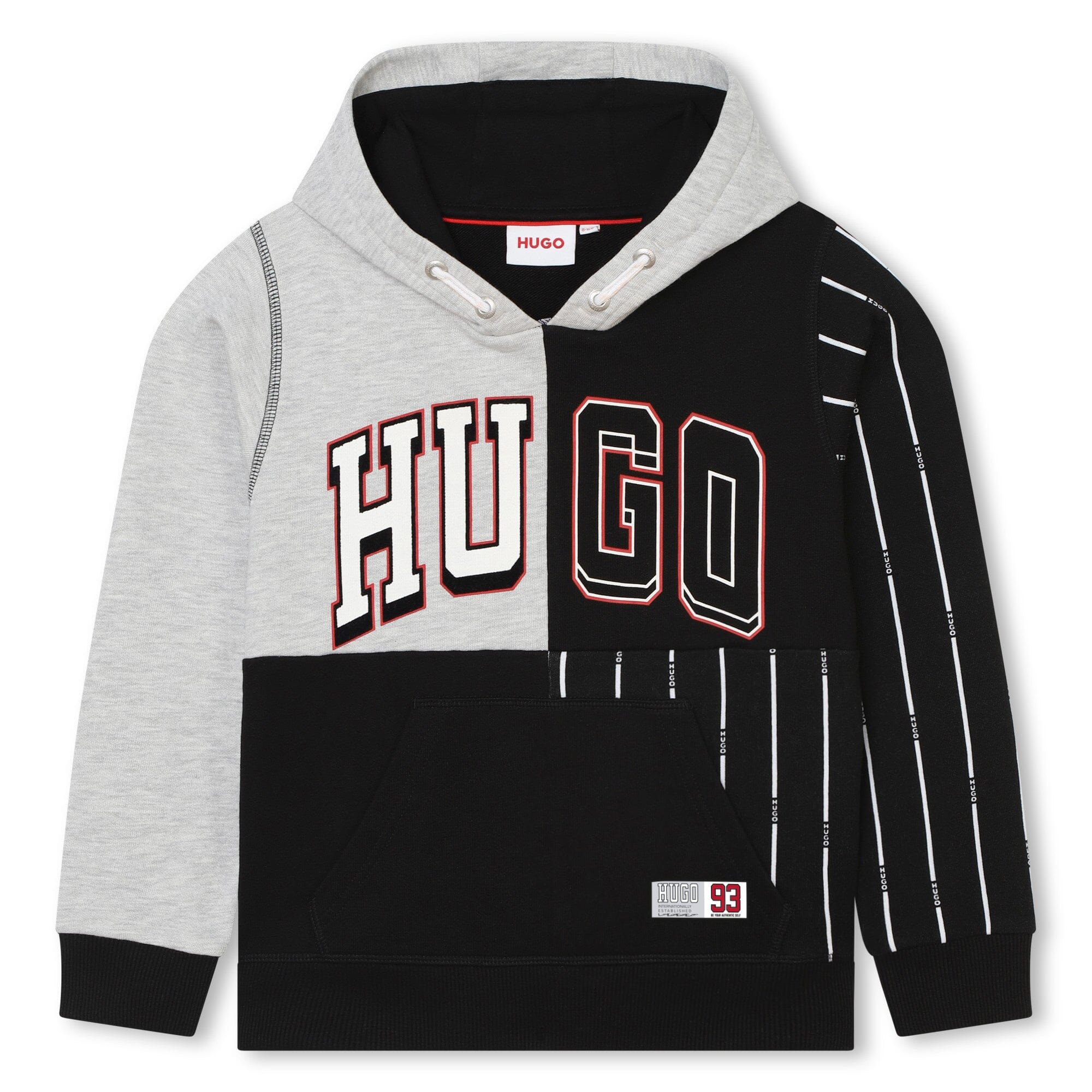 HUGO Kids Kapuzenpullover Patchwork Design mit Logo Hoodie HUGO