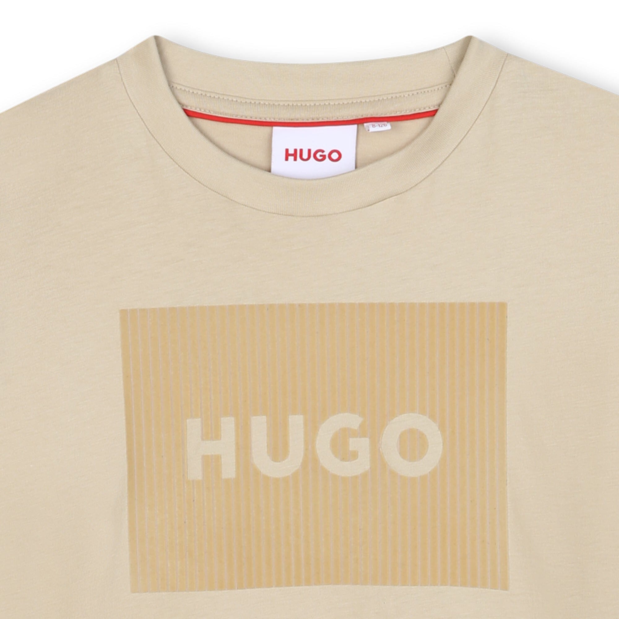 HUGO Kids T-Shirt Beige Kurzarm aus Bio-Baumwolle mit Logo T-Shirt HUGO