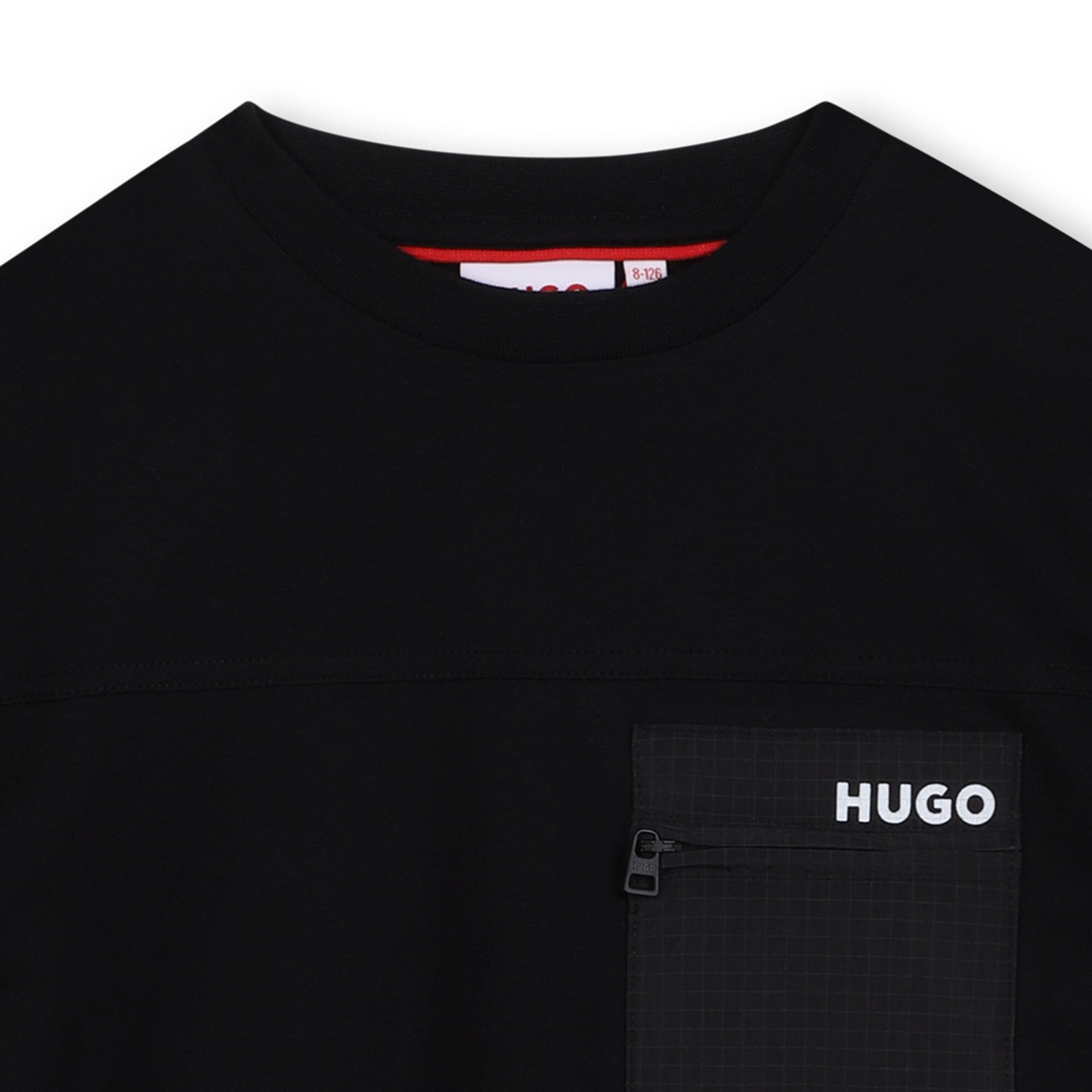 HUGO Kids T-Shirt mit Utility-Brusttasche, schwarz T-Shirt HUGO