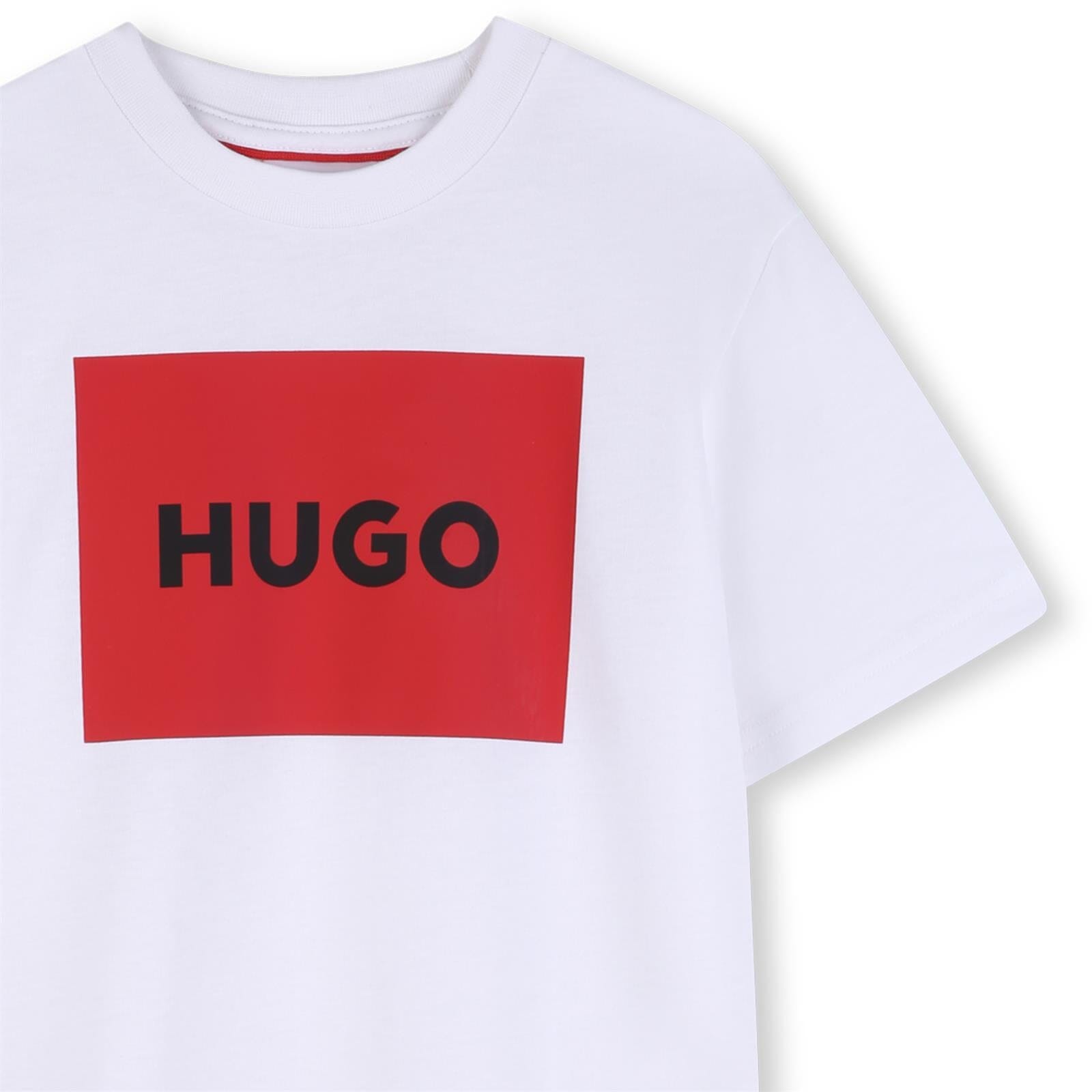 HUGO Kids T-Shirt weiß rot mit großem Logo T-Shirt HUGO