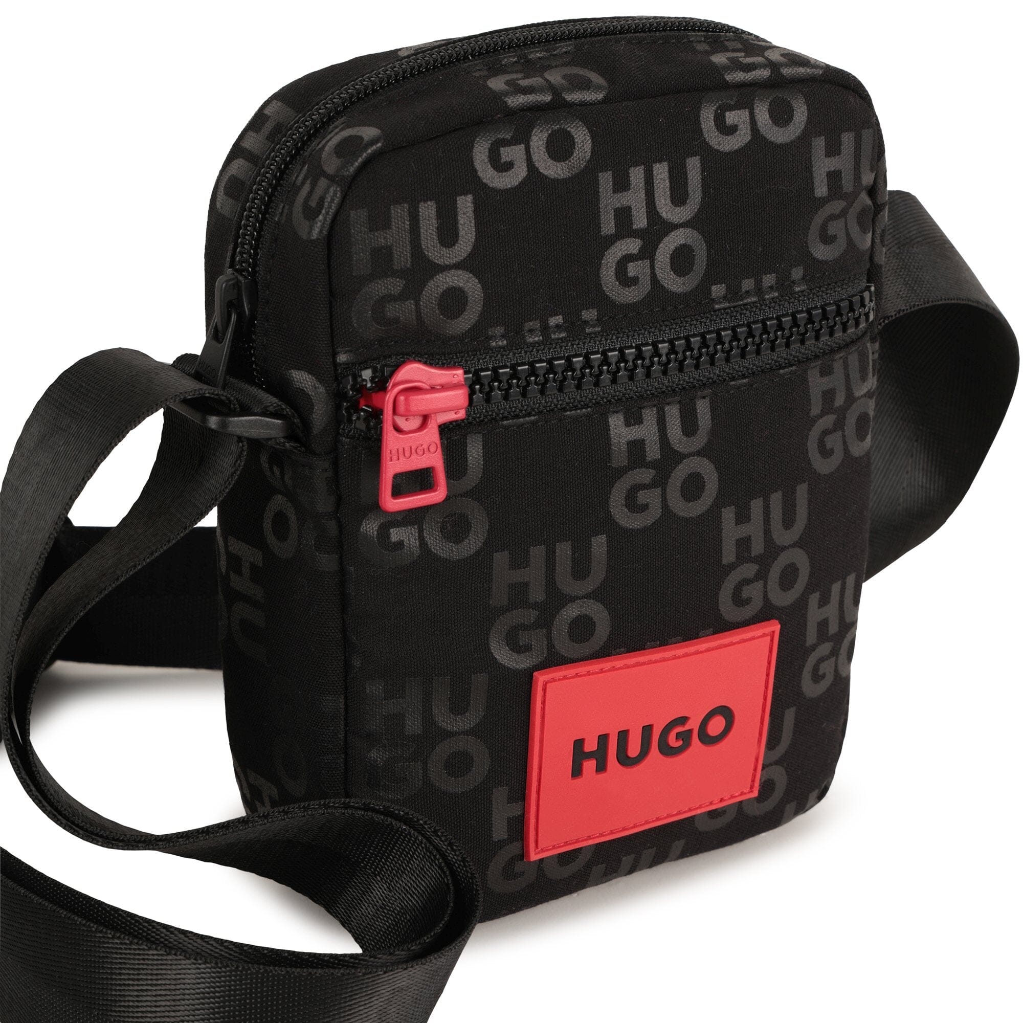 HUGO Kids Umhängetasche Schwarz/Rot Messenger Bag mit Logo details Umhängetaschen HUGO