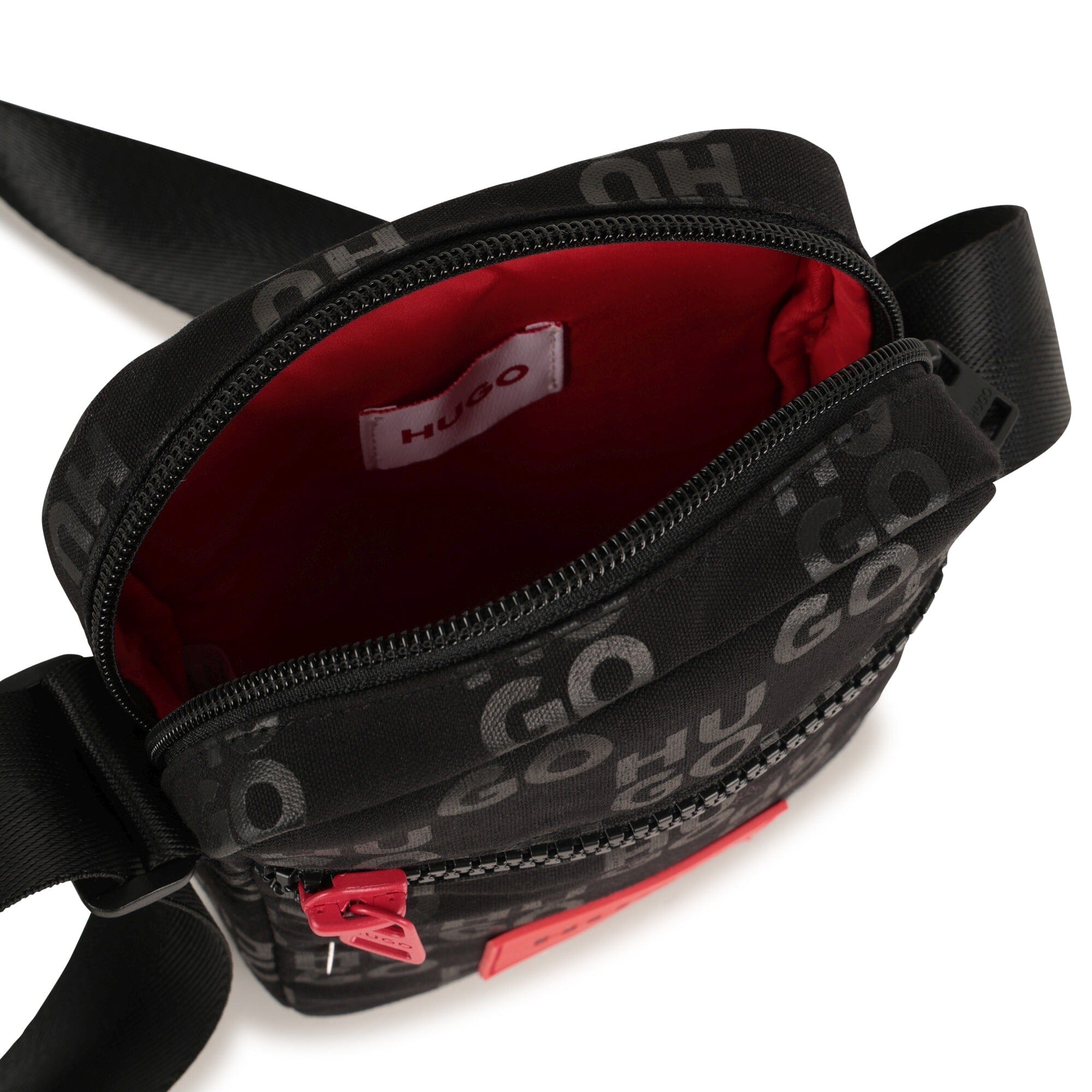 HUGO Kids Umhängetasche Schwarz/Rot Messenger Bag mit Logo details Umhängetaschen HUGO