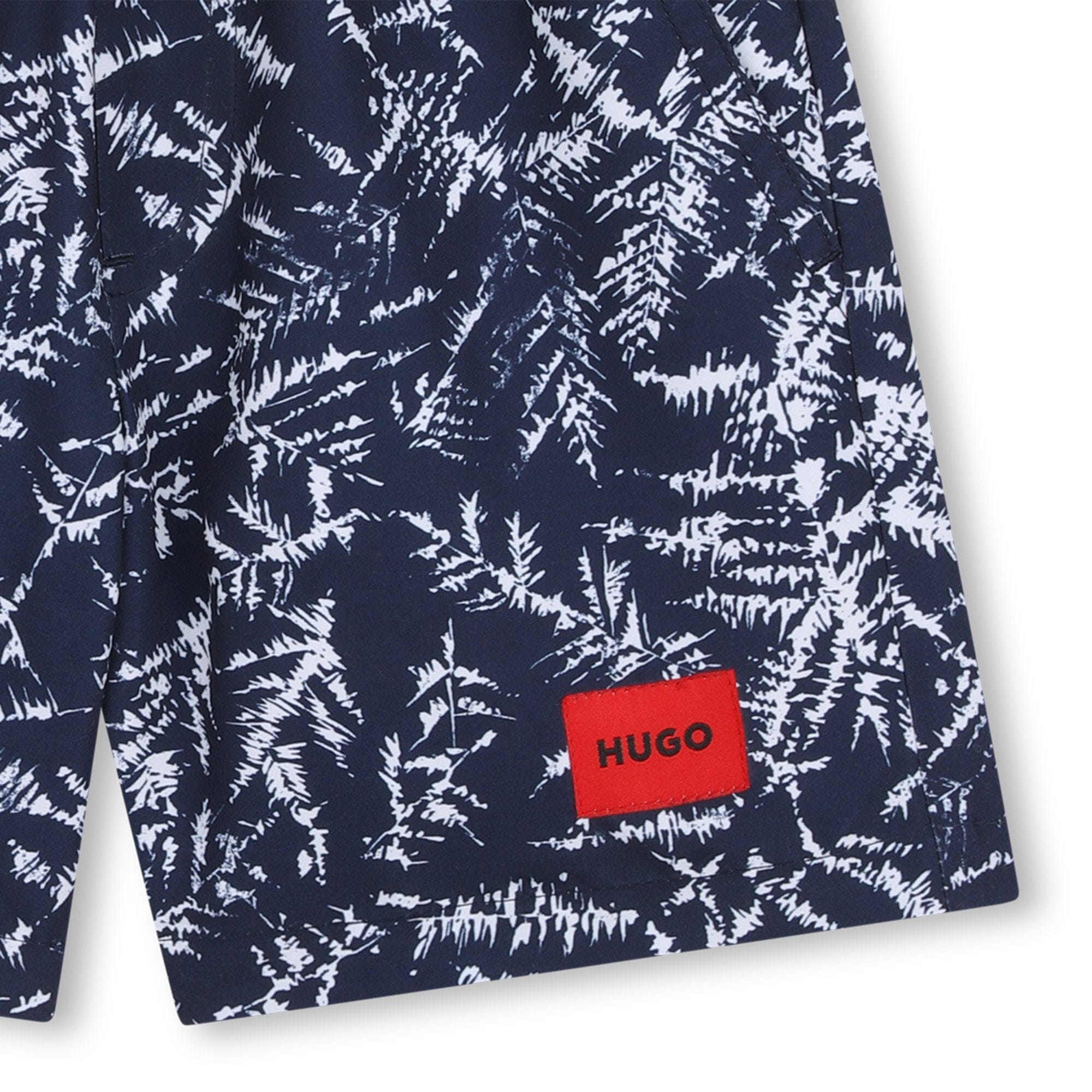 HUGO Kidswear Bade-Shorts mit Print – Hellblau/Weiß Badehose HUGO