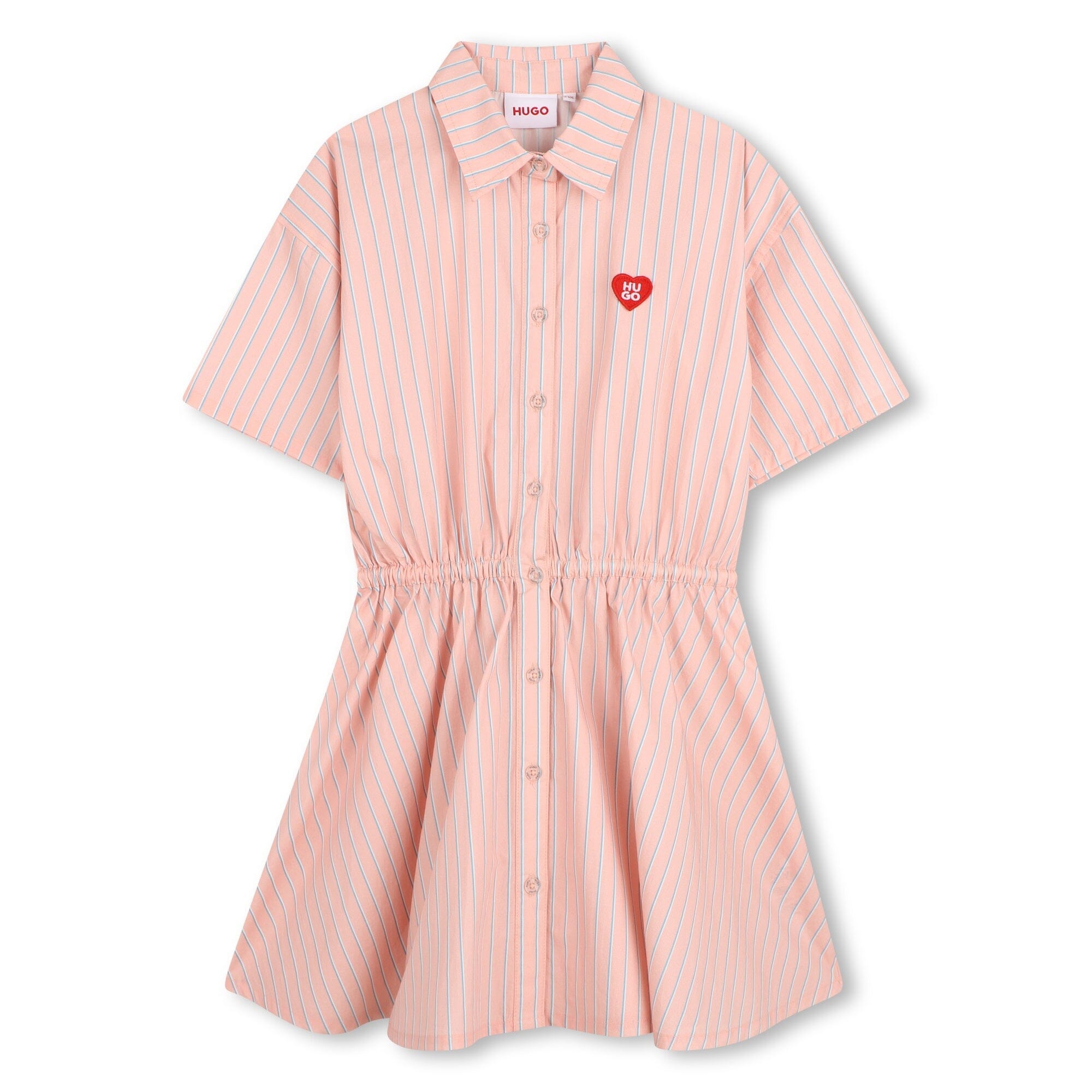 HUGO Kidswear Hemdkleid „Hell Rose“ – gestreifter Poplin mit Kordelzug Kleid HUGO 8 Jahre ( 122-128 )
