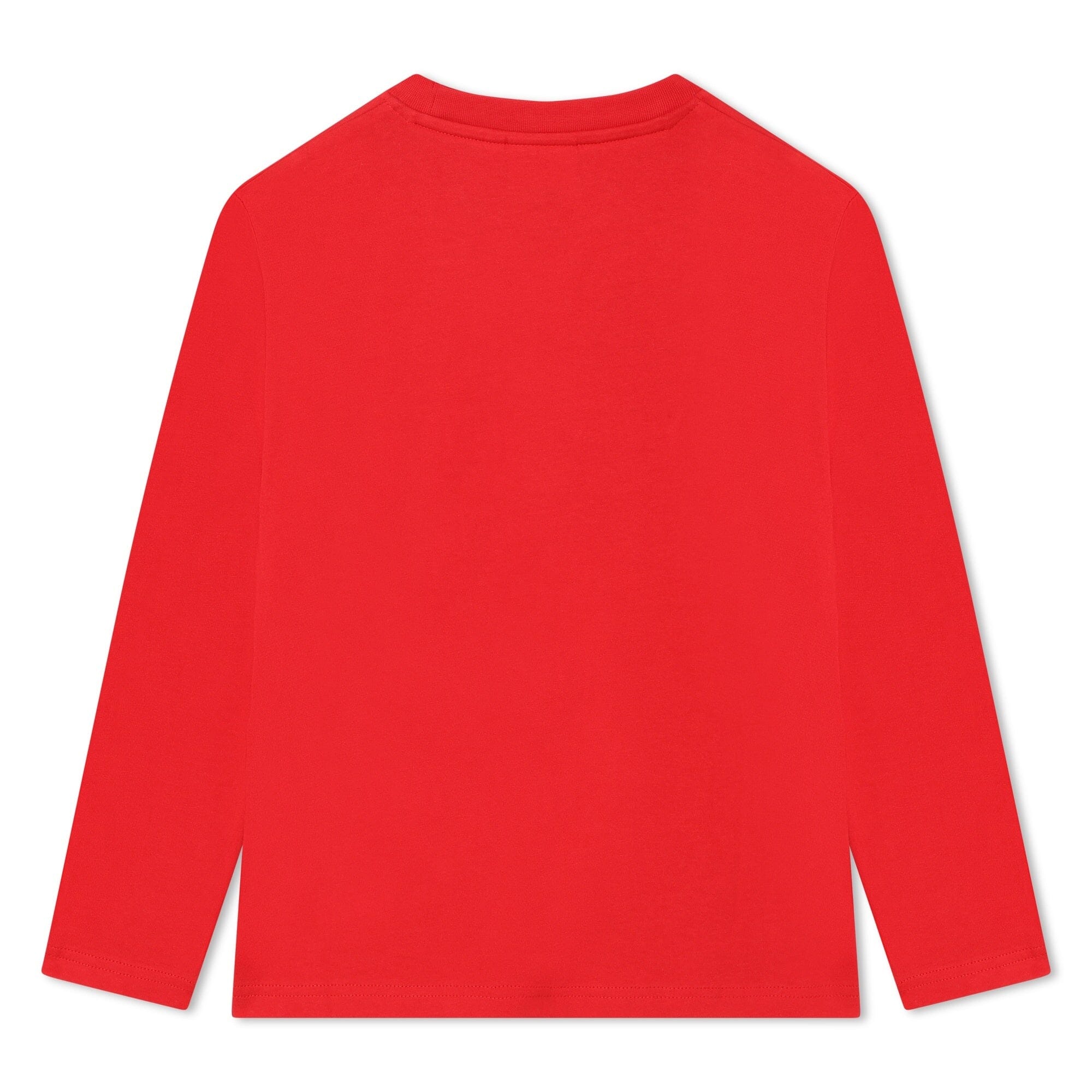 HUGO Kinder Langarmshirt rot mit schwarzem strukturiertem Logo Langarmshirt HUGO