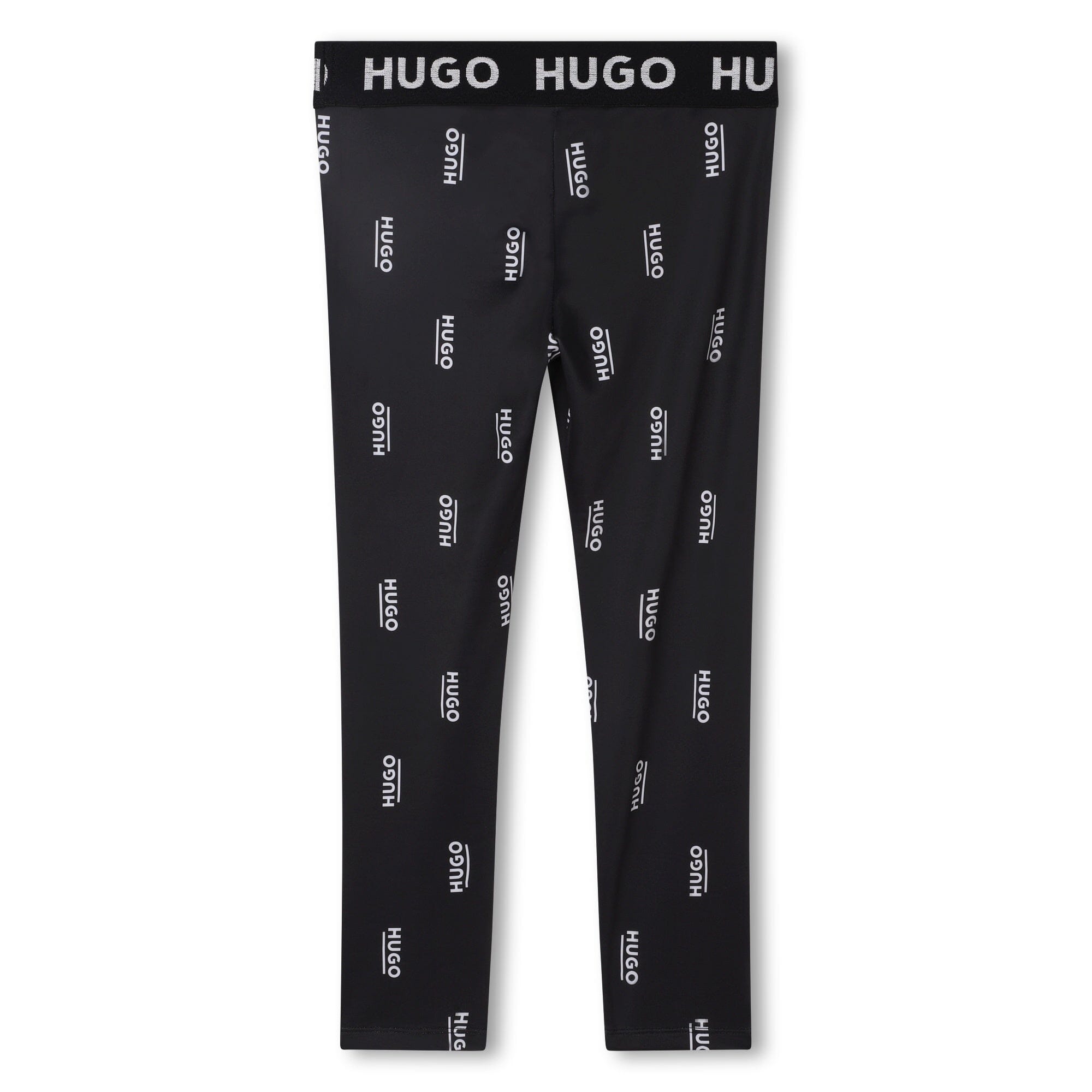 HUGO Kinder Leggings schwarz weiß allover Logo Print Leggings HUGO