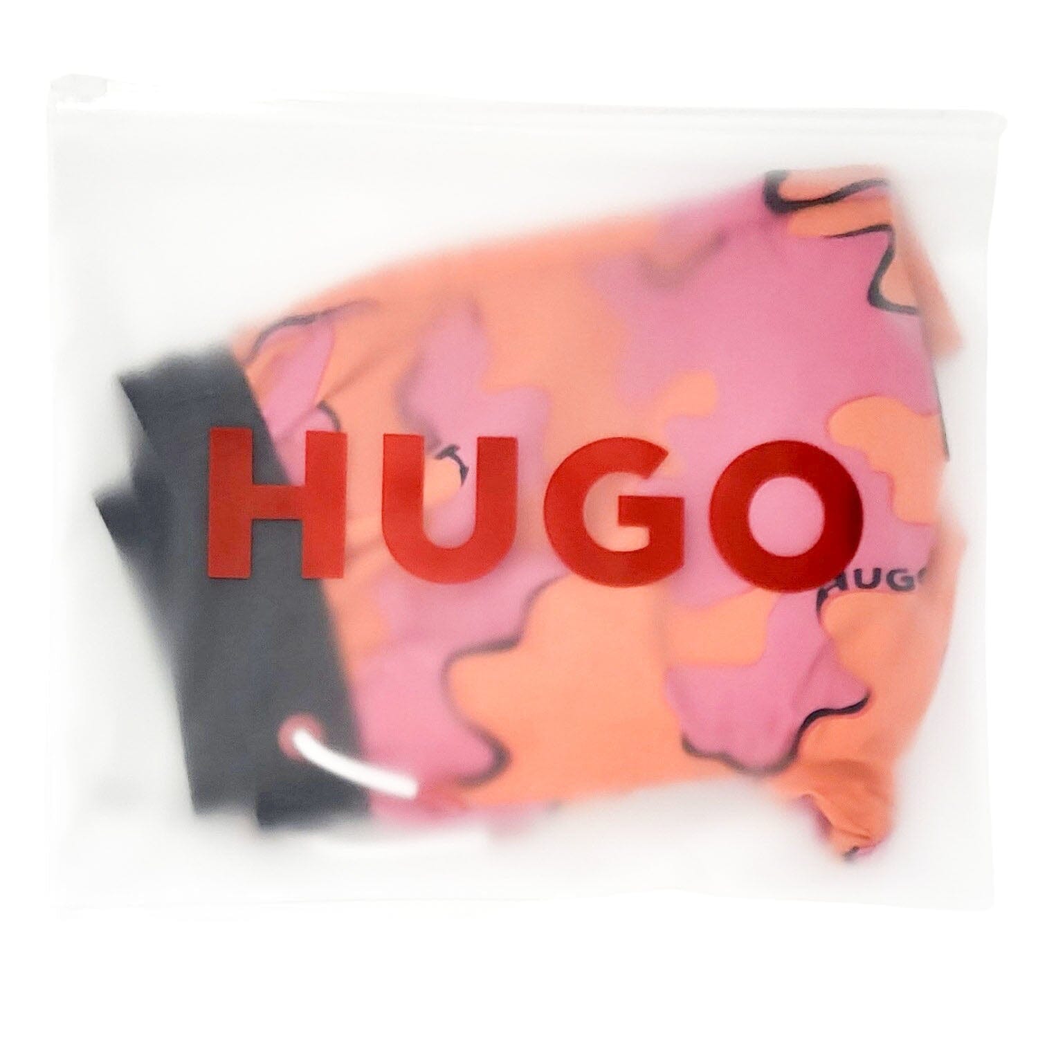 HUGO Surfershorts orange pink gemustert Badehose HUGO
