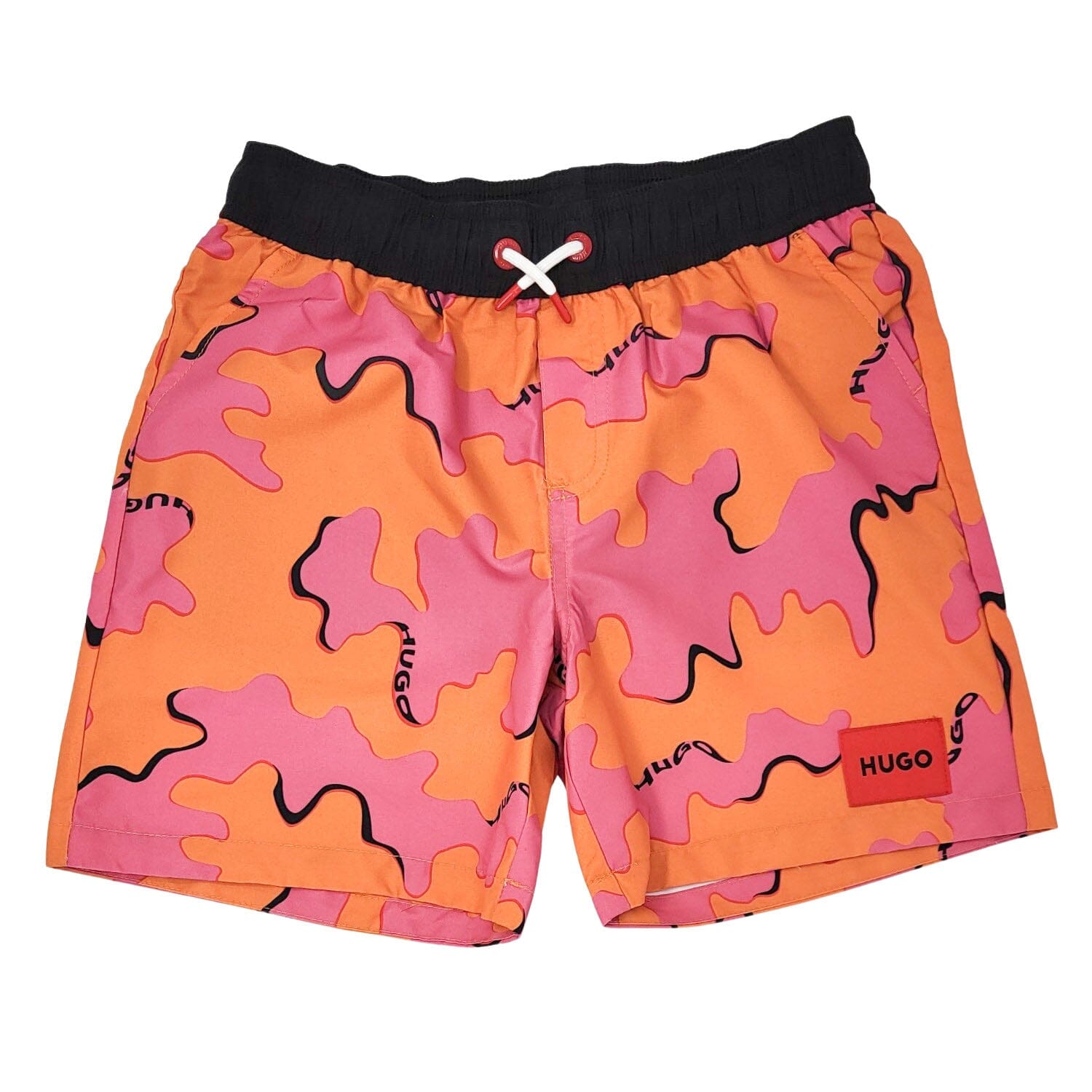 HUGO Surfershorts orange pink gemustert Badehose HUGO