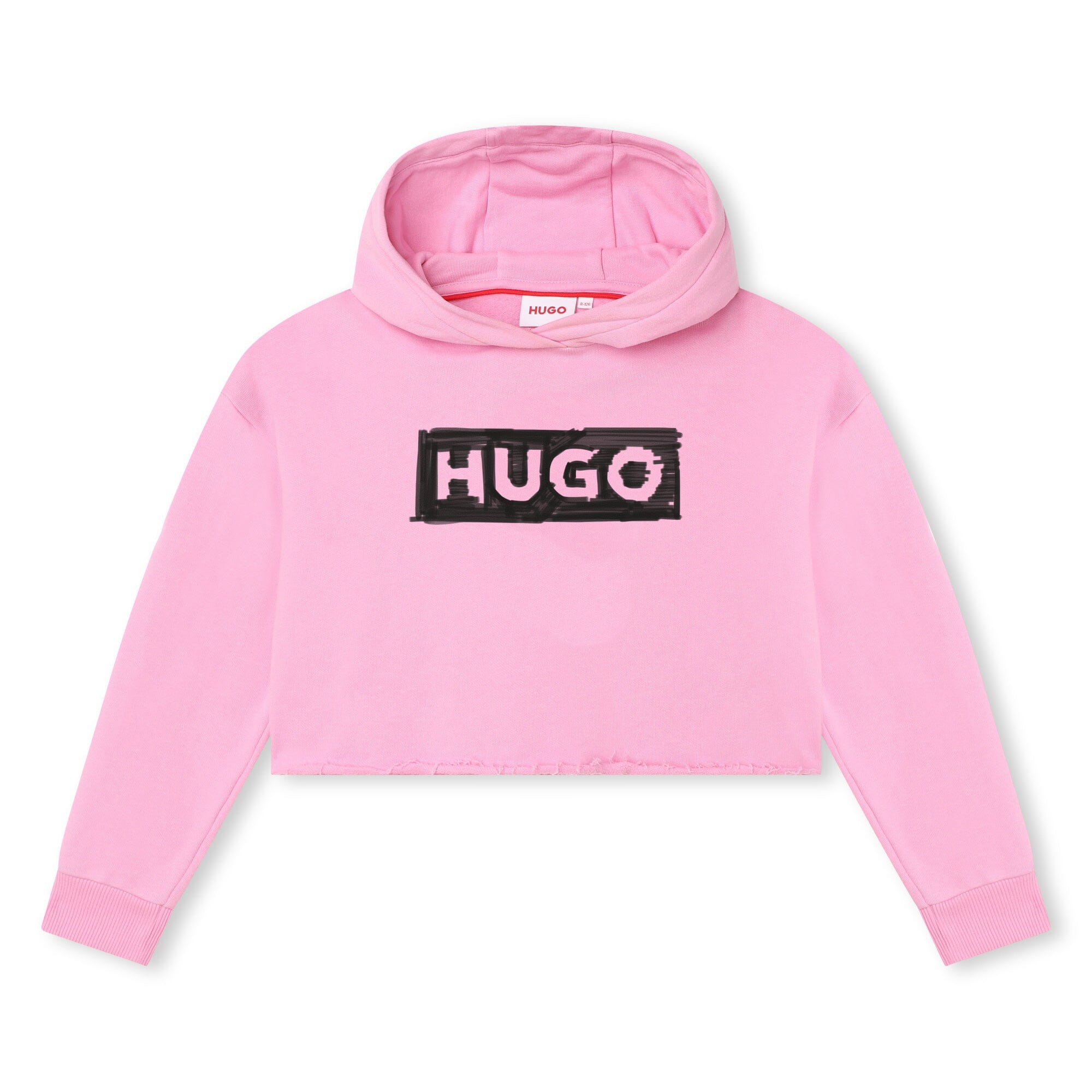 HUGO Kids Kapuzenpullover rosa mit schwarzem Logo Hoodie HUGO