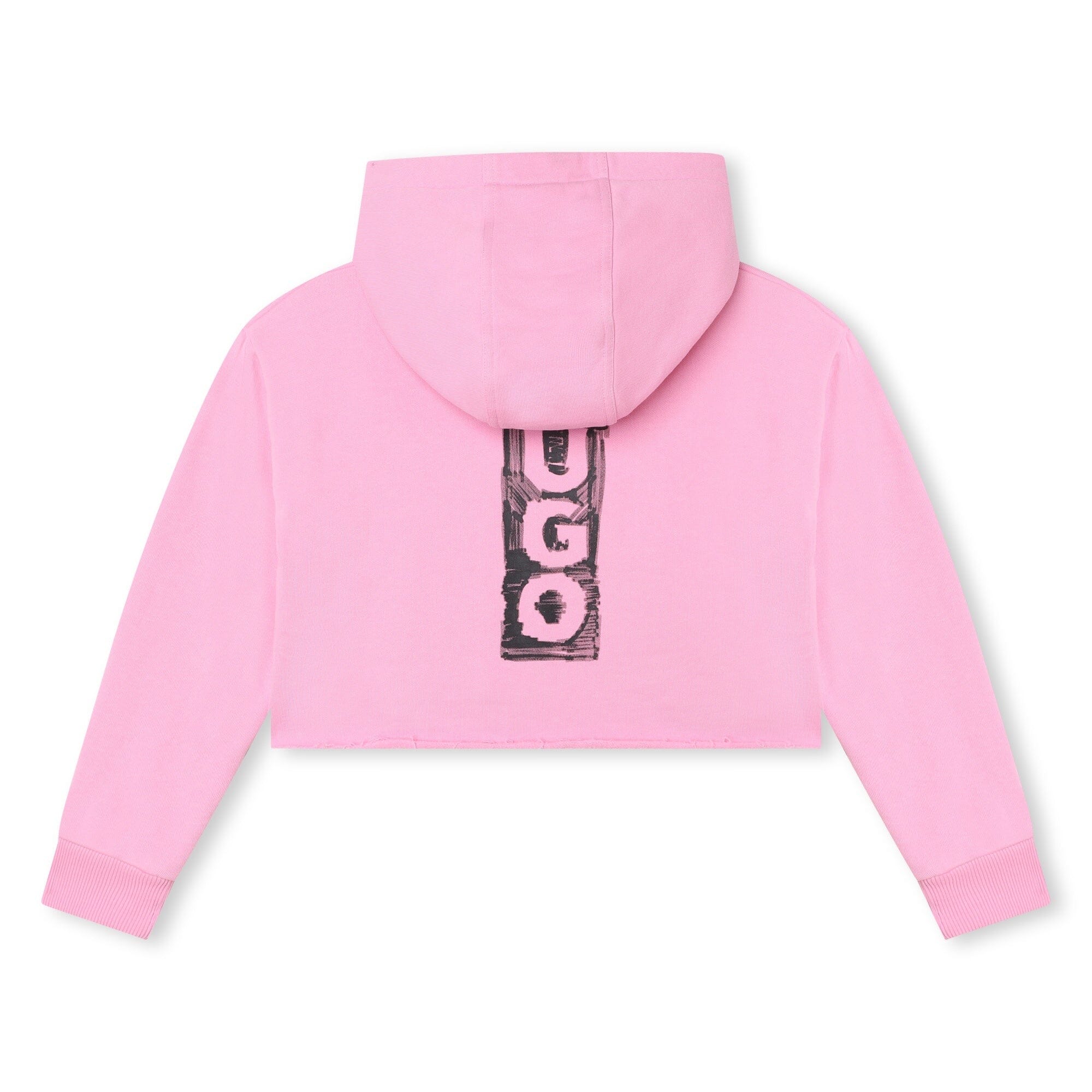 HUGO Kids Kapuzenpullover rosa mit schwarzem Logo Hoodie HUGO
